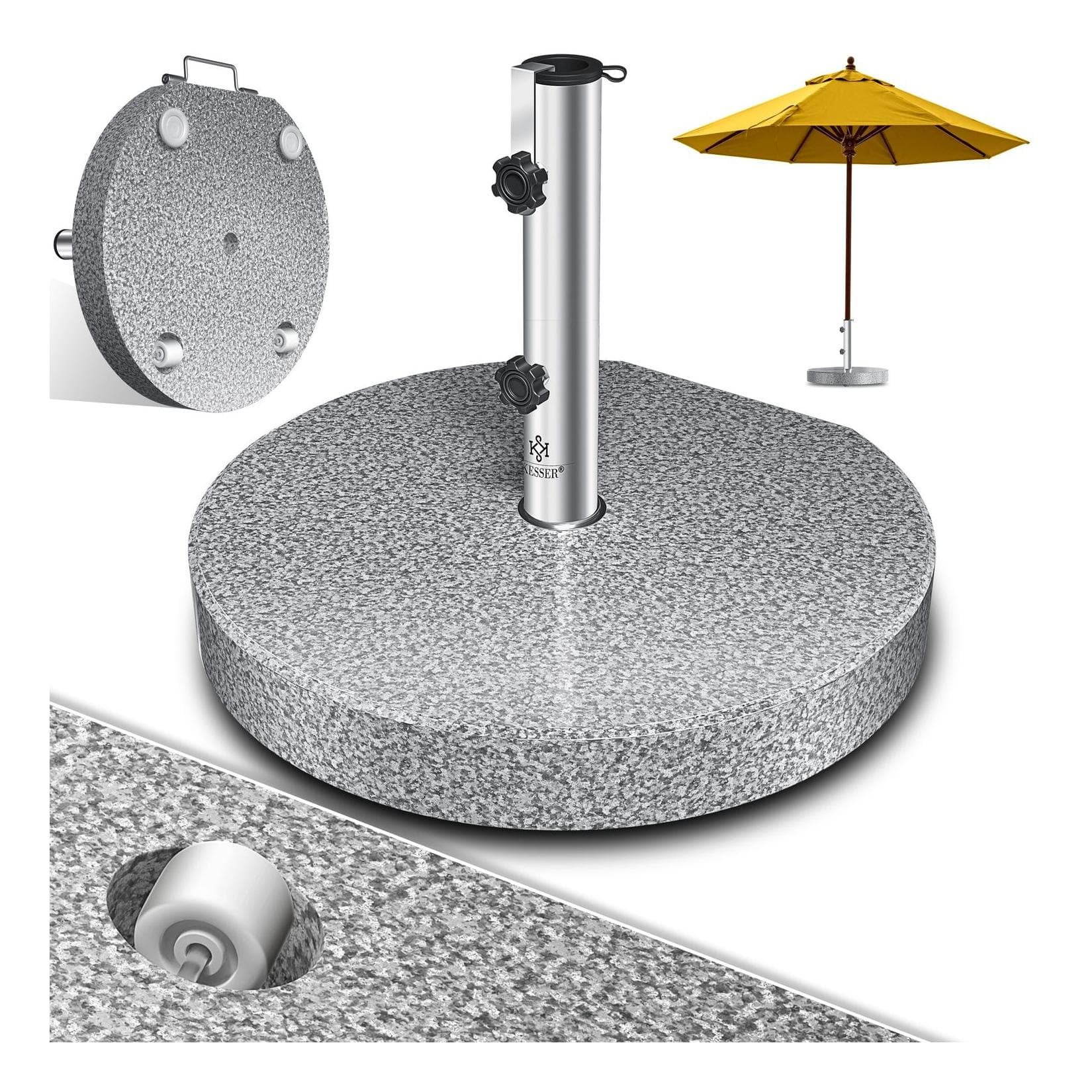 KESSER Granit Sonnenschirmständer mit Edelstahlrohr