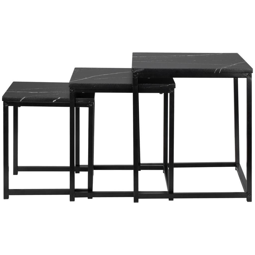 Mid.you Satztisch Schwarz Metall Holzwerkstoff 3-teilig Quadratisch