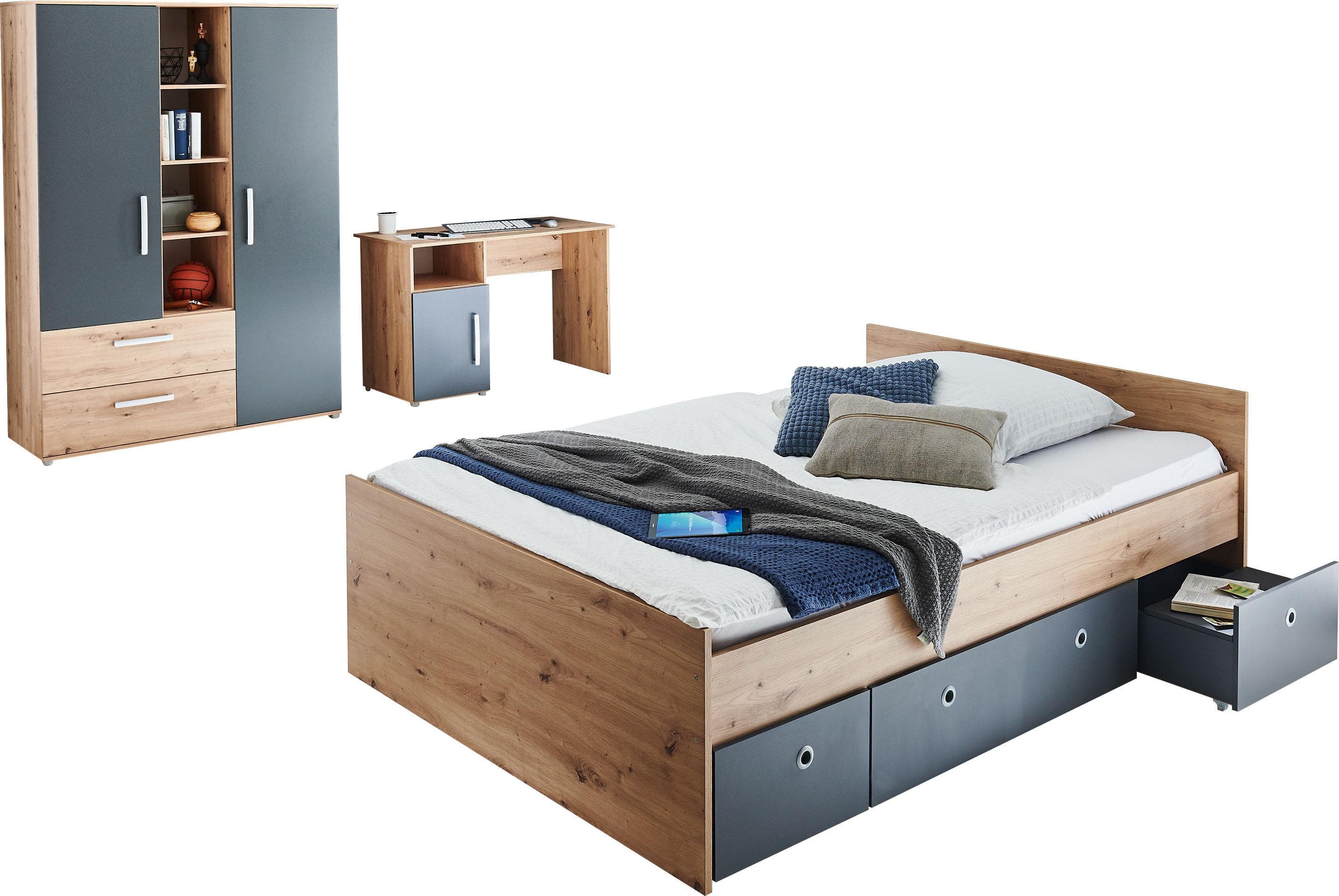 Jugendzimmer-Set Alessio - Melamin mit Kleiderschrank & Regalelement