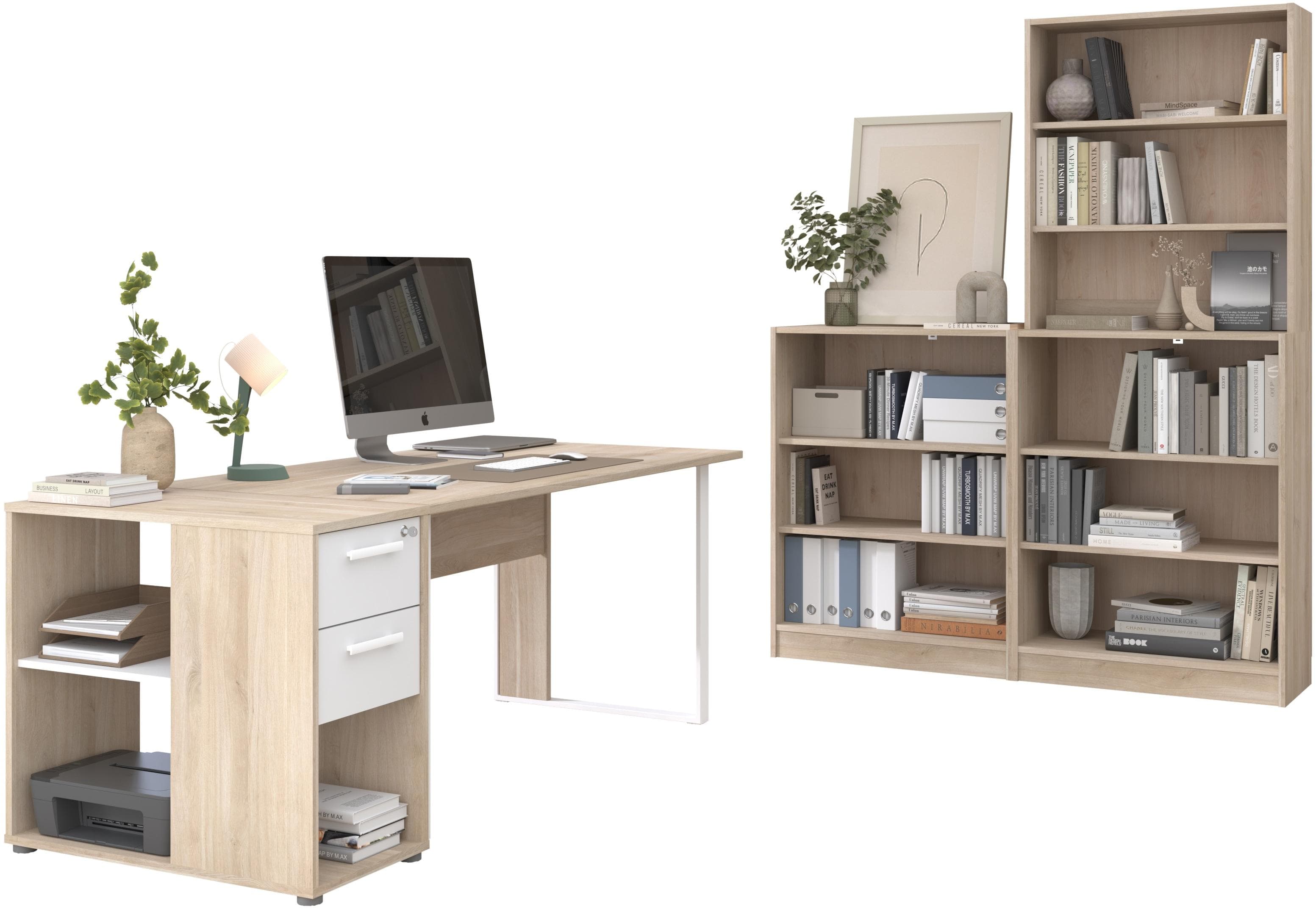 Parisot Büromöbel-Set Start Up Weiß Japanische Eiche