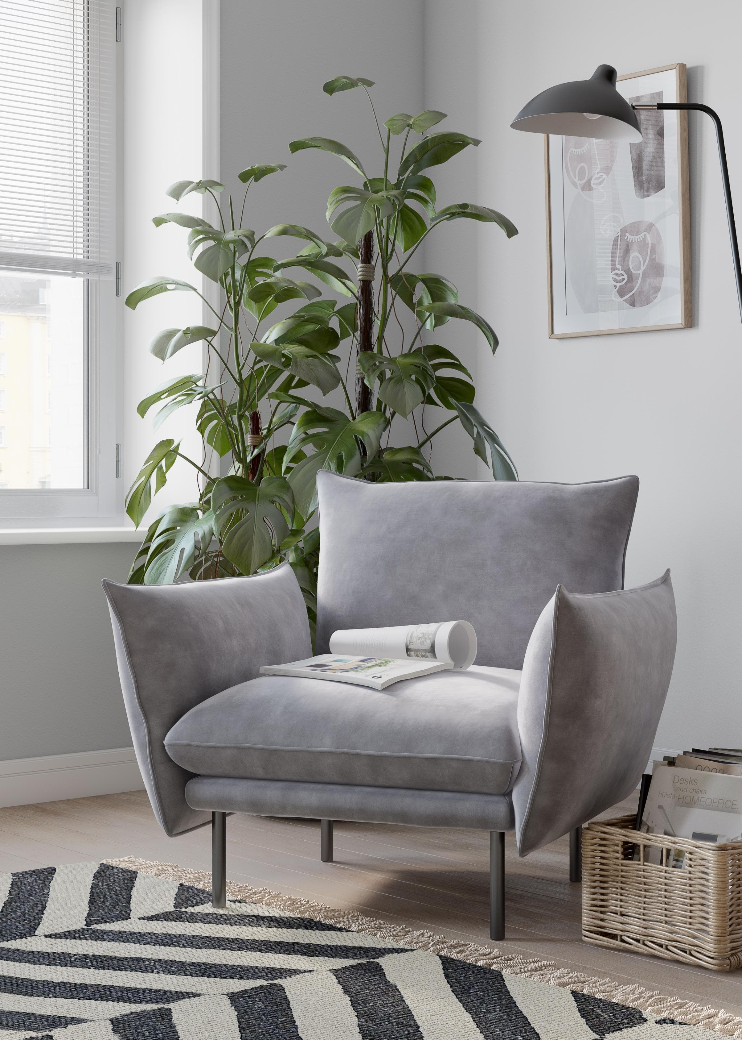 Cocktailsessel mit Kissenoptik und Keder