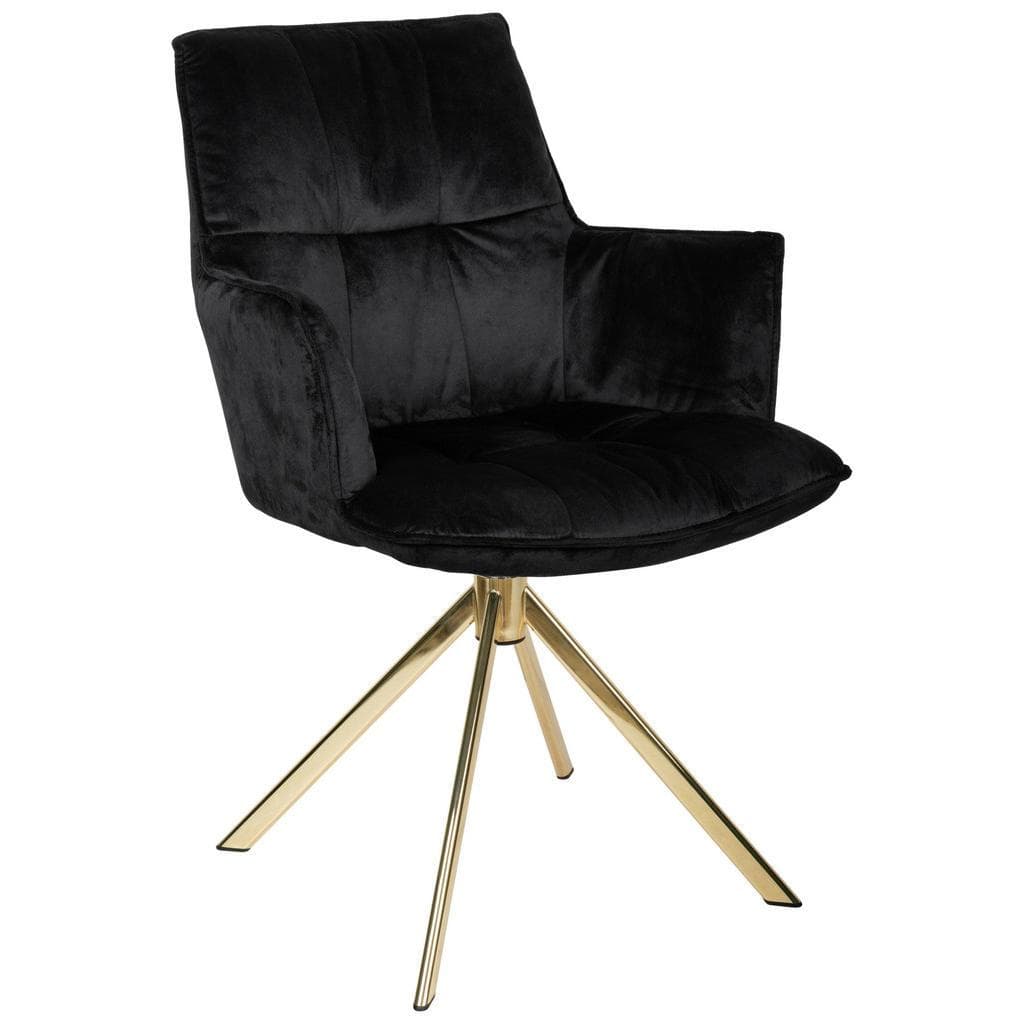 Novel Armlehnstuhl Schwarz Gold Metall Textil