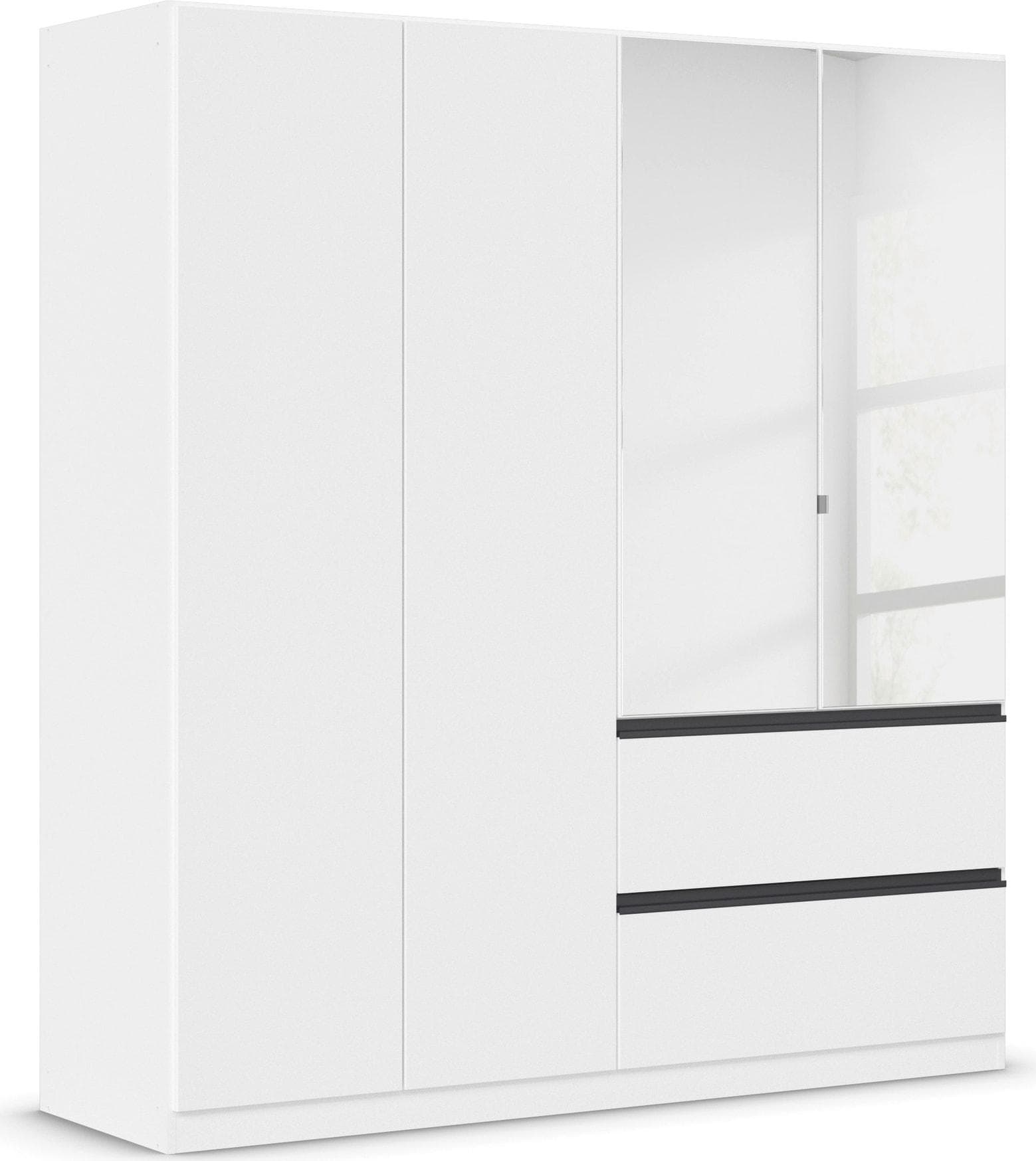 Griffloser Kleiderschrank mit Spiegel und Push-to-Open - in 3 Breiten erhältlich