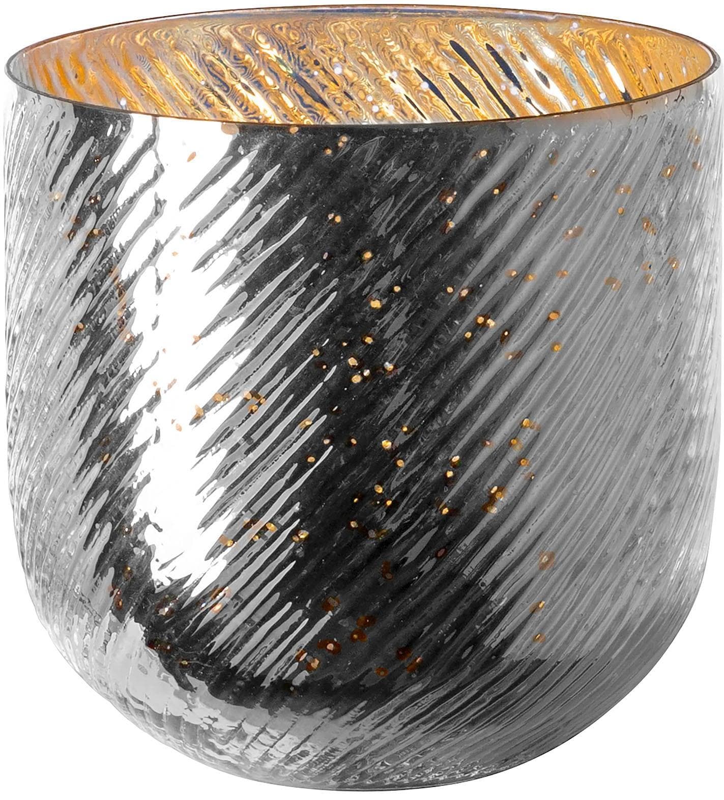 Windlicht Glas antik silberfarben 25cm Fink