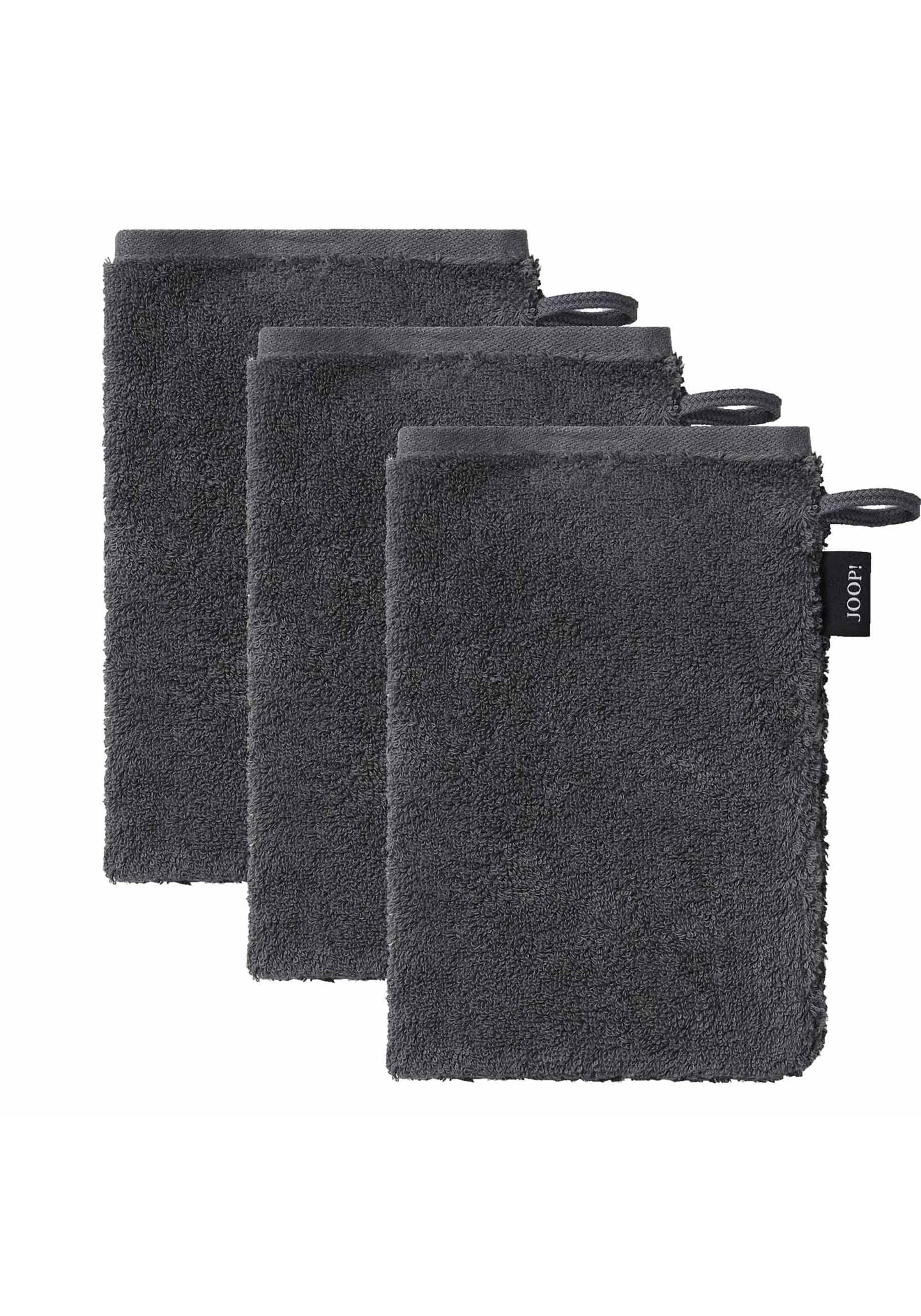 JOOP! Waschlappen 3er Pack: Flauschige Frottier-Handschuhe aus 100% Baumwolle