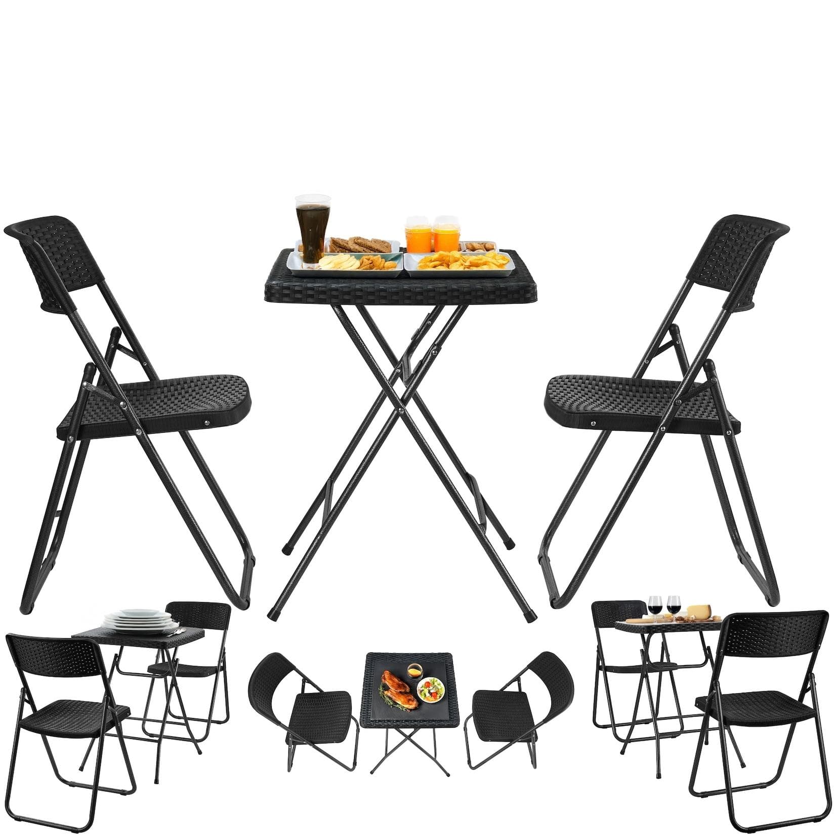 Ecosa Outdoor-Set mit Klapptisch + 2 Stühlen Robust Wetterfest