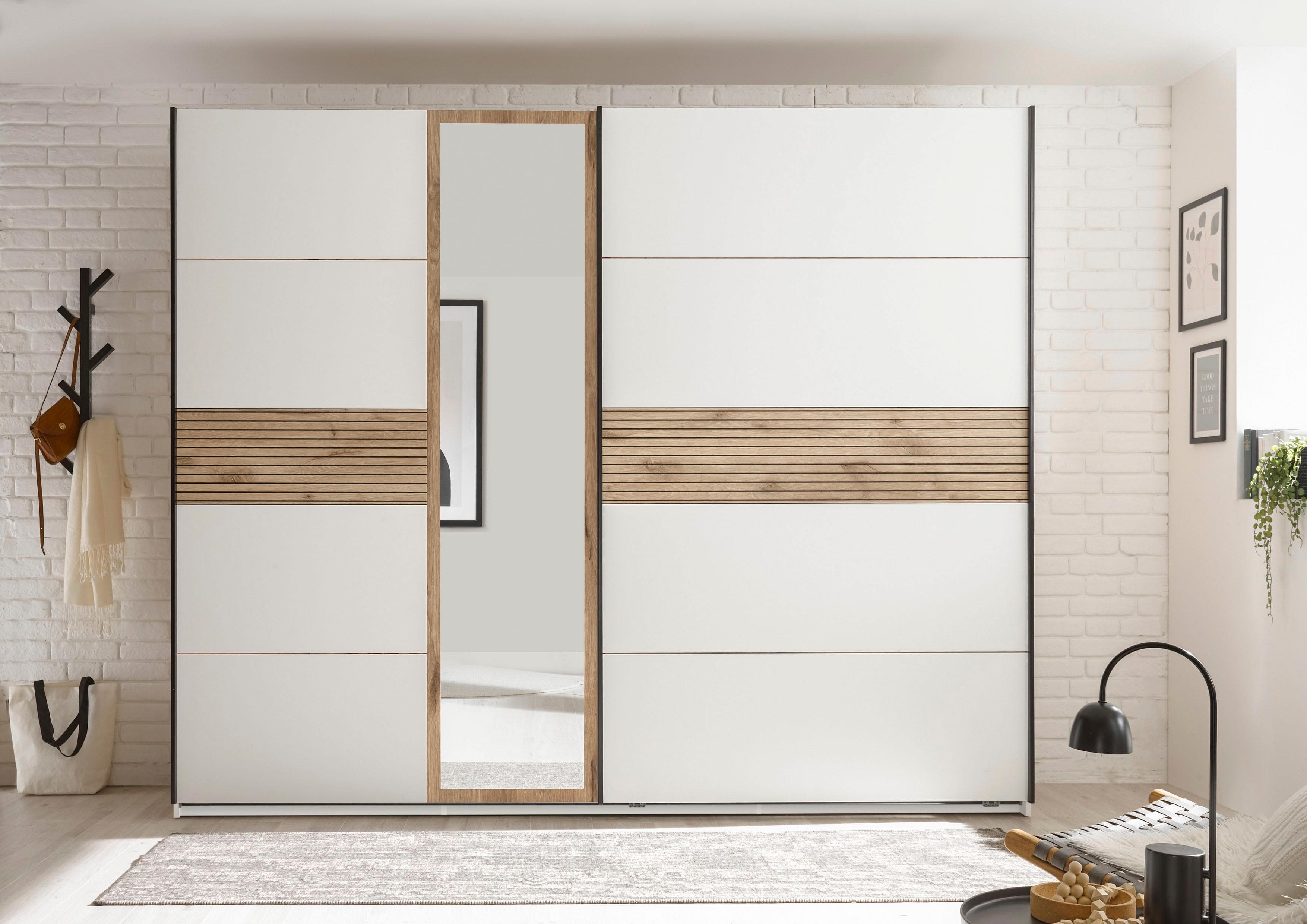 Schiebetürenschrank mit Spiegel in Viking Oak Optik