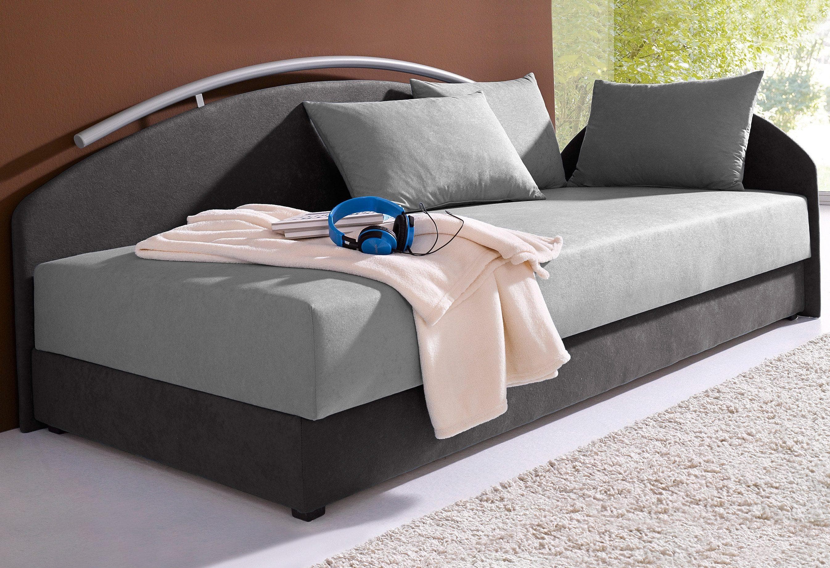 Maintal Polsterliege Grau mit Bettkasten