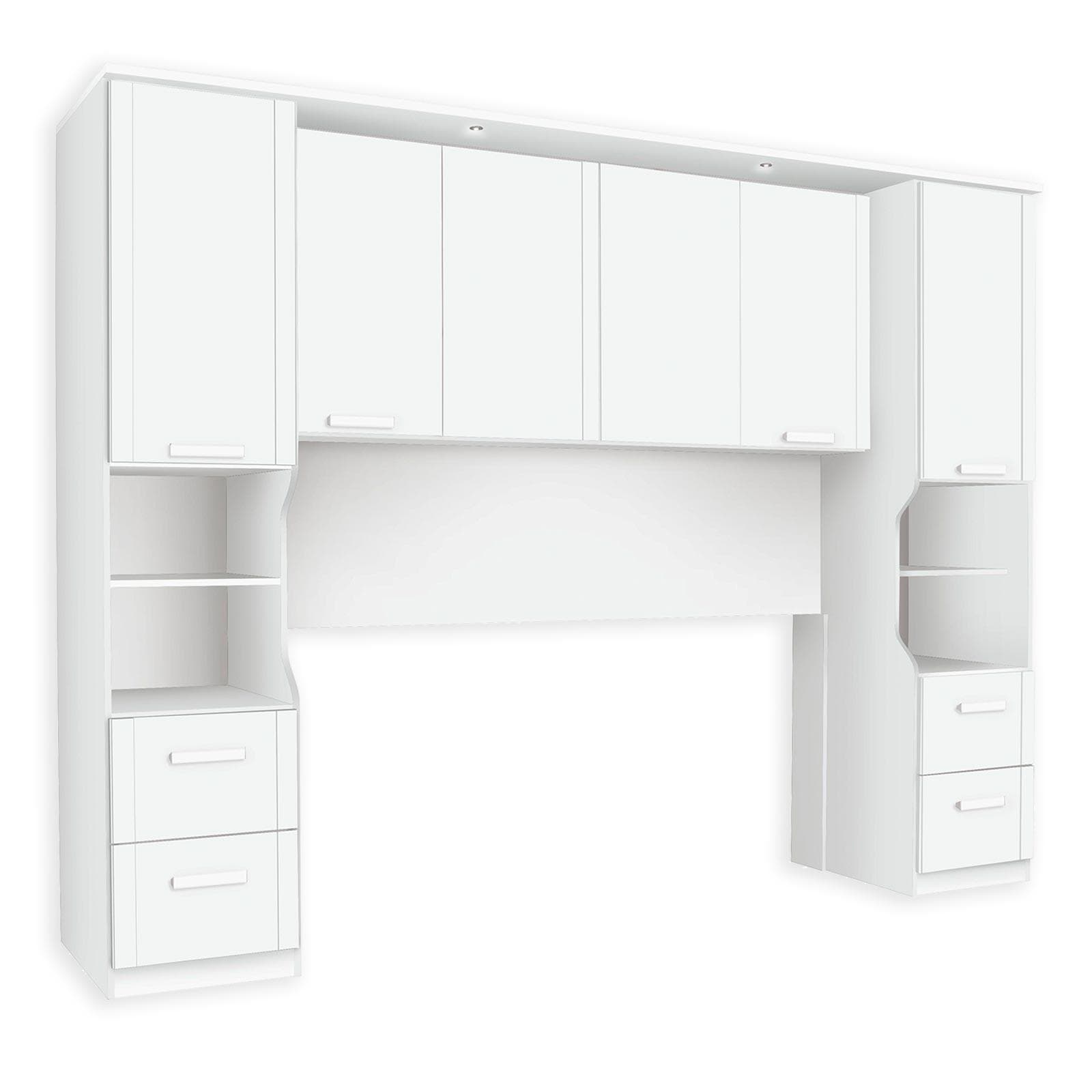 Roller Bettbrücke Alpinweiß mit Stauraum und Beleuchtung