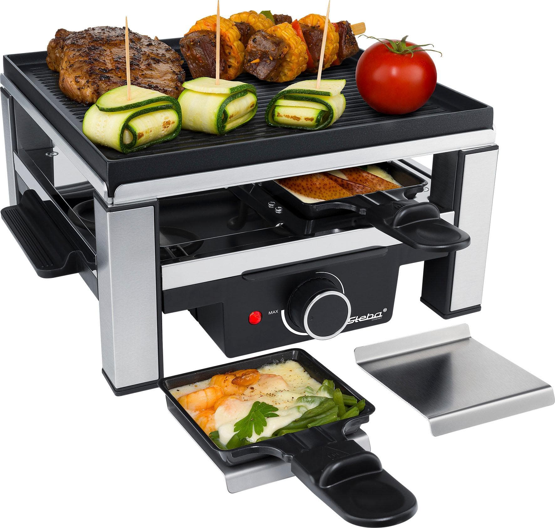 Steba RC 104 Raclette-Grill Schwarz Silber mit Antihaftbeschichtung