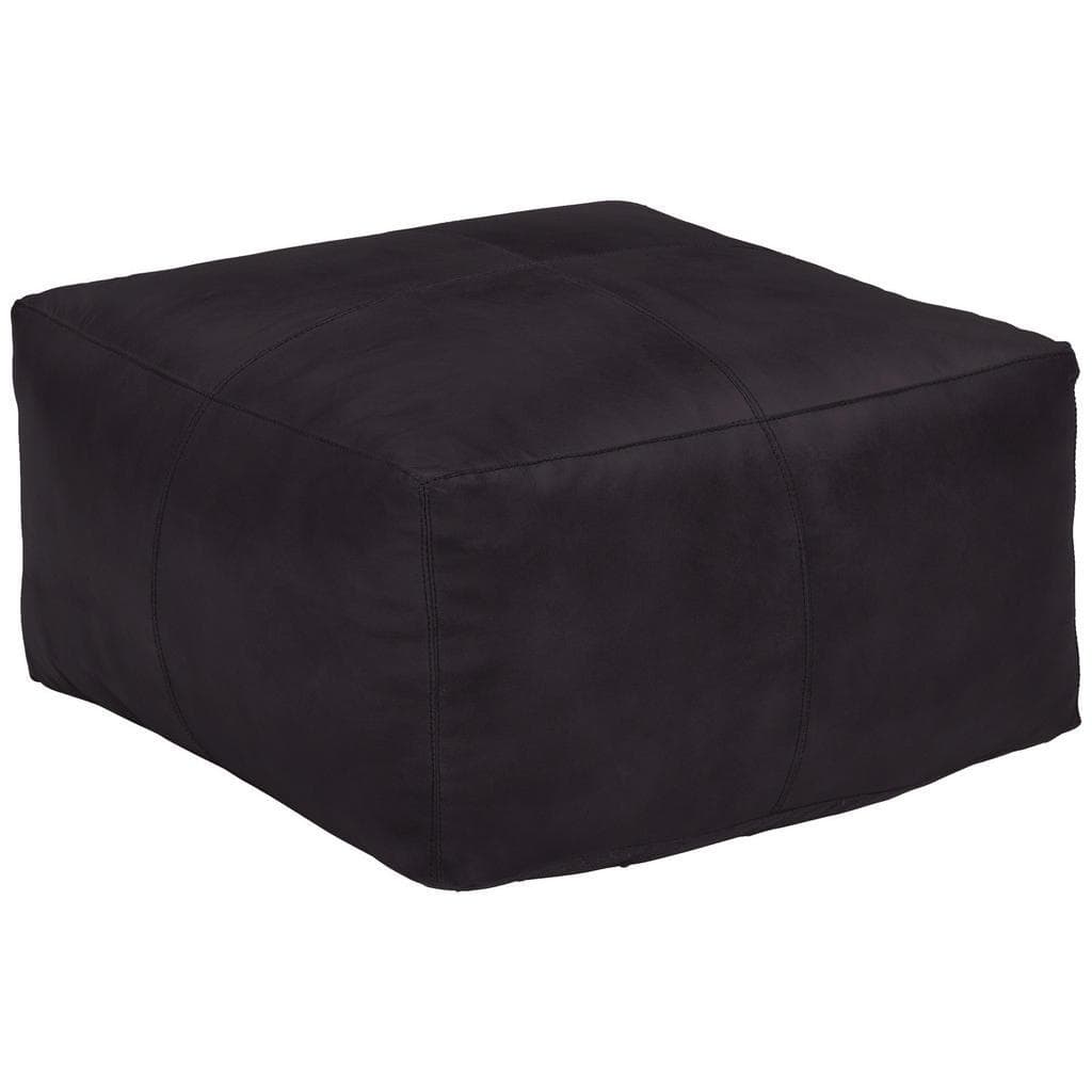 Livetastic Pouf Büffelleder Schwarz