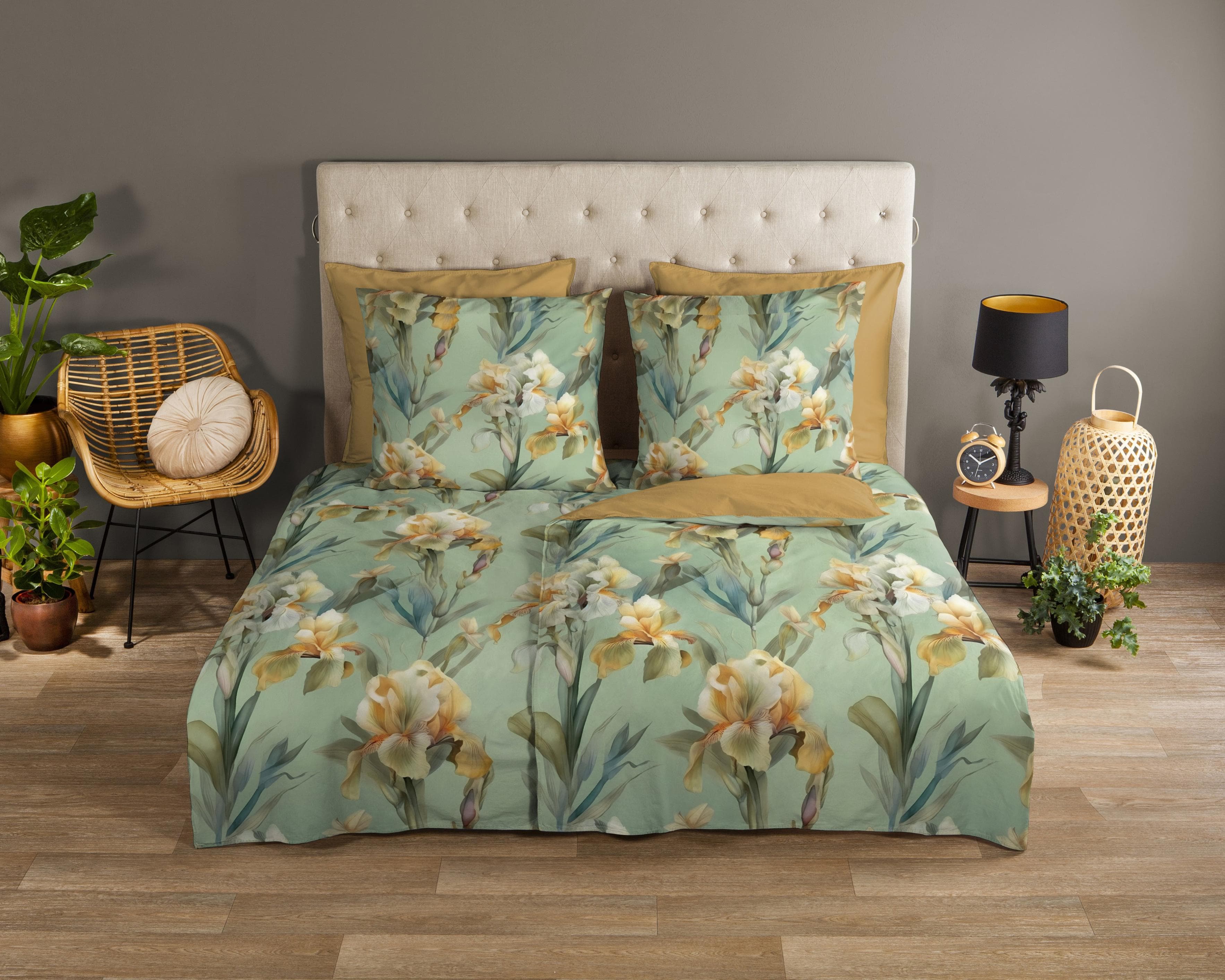 Wendebettwäsche GOOD MORNING 'Iris' - 100% Baumwolle Grün