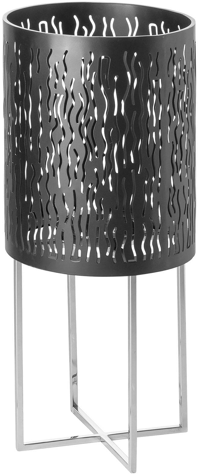 Fink Bodenwindlicht Baccus: Eleganter Kerzenhalter in Schwarz/Silber