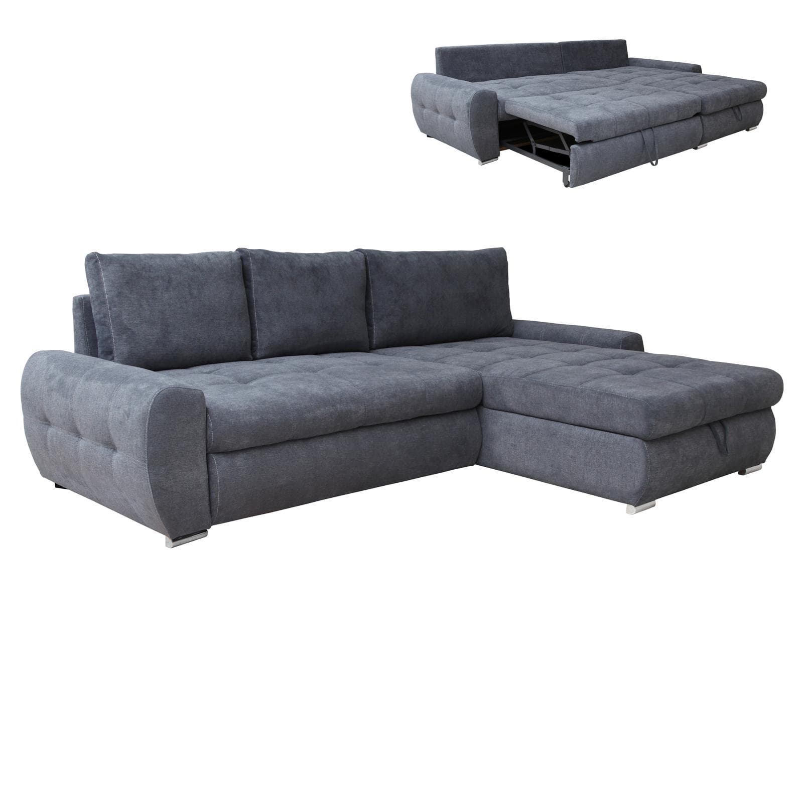 Roller Ecksofa Grau mit Liegefunktion und Staukasten