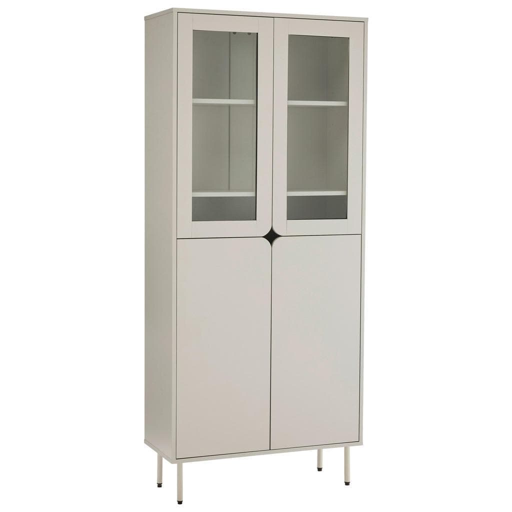 Xora Vitrine Seidengrau Metall Glas Holzwerkstoff 80x186x35 cm