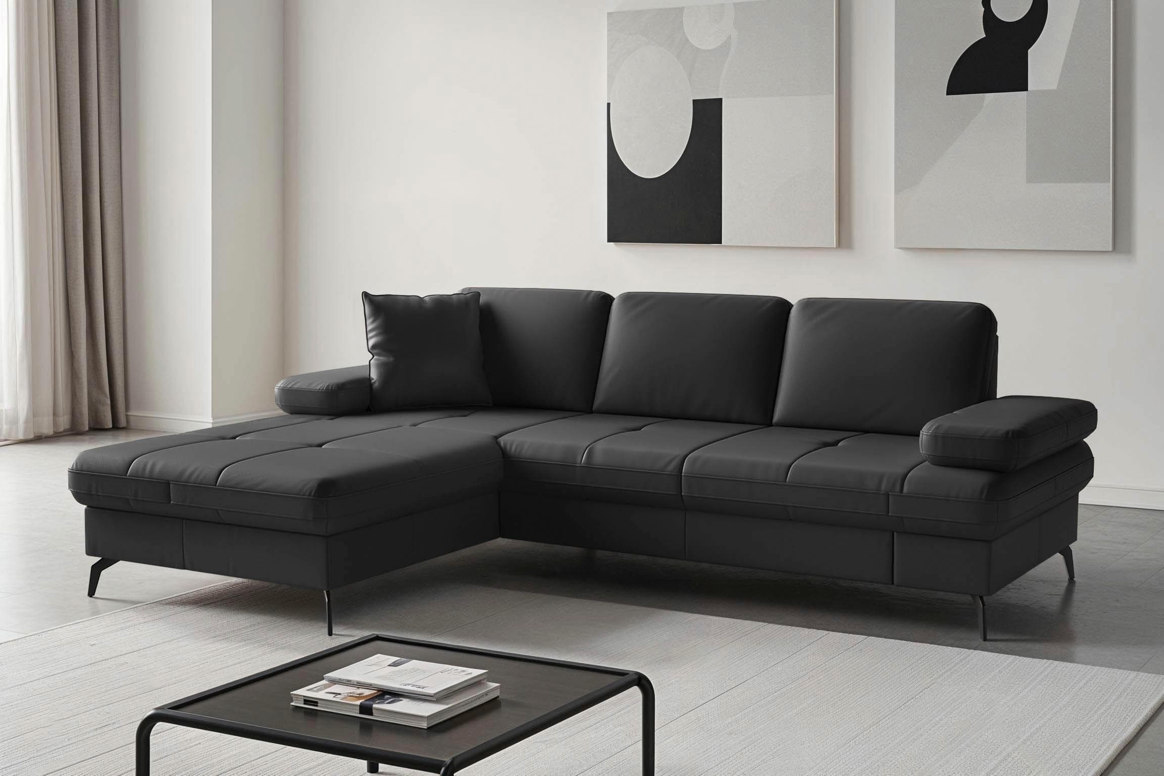 Ecksofa SIT & MORE Morris Jubi Schwarz mit Recamiere