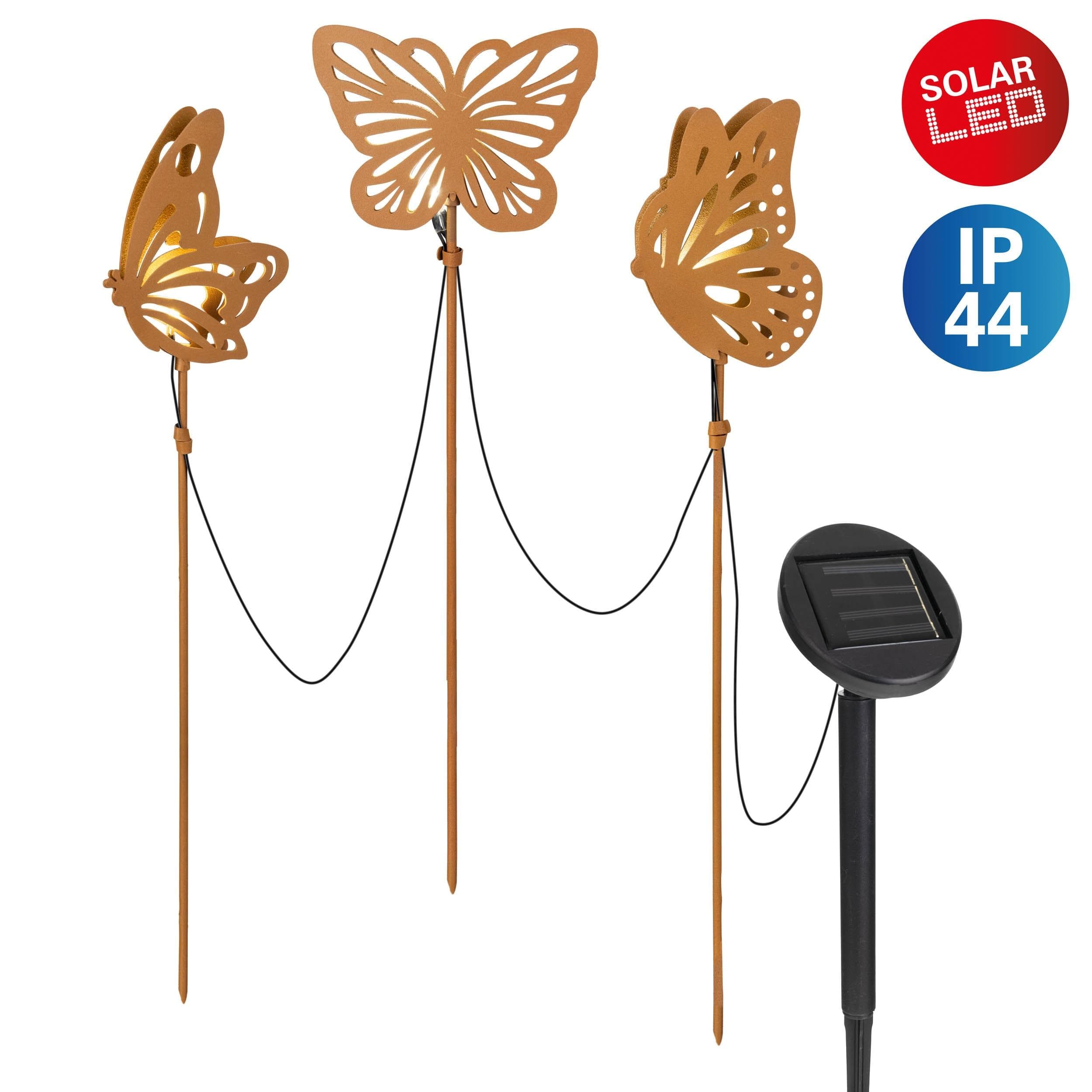 NÄVE LED Solarleuchte Schmetterling Braun Garten