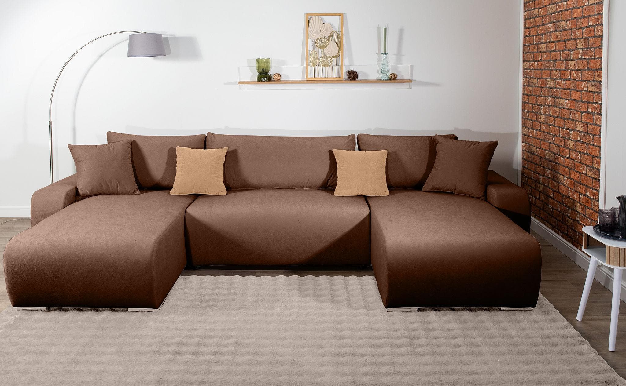 COLLECTION AB Wohnlandschaft Paola U-Form 314 cm Braun