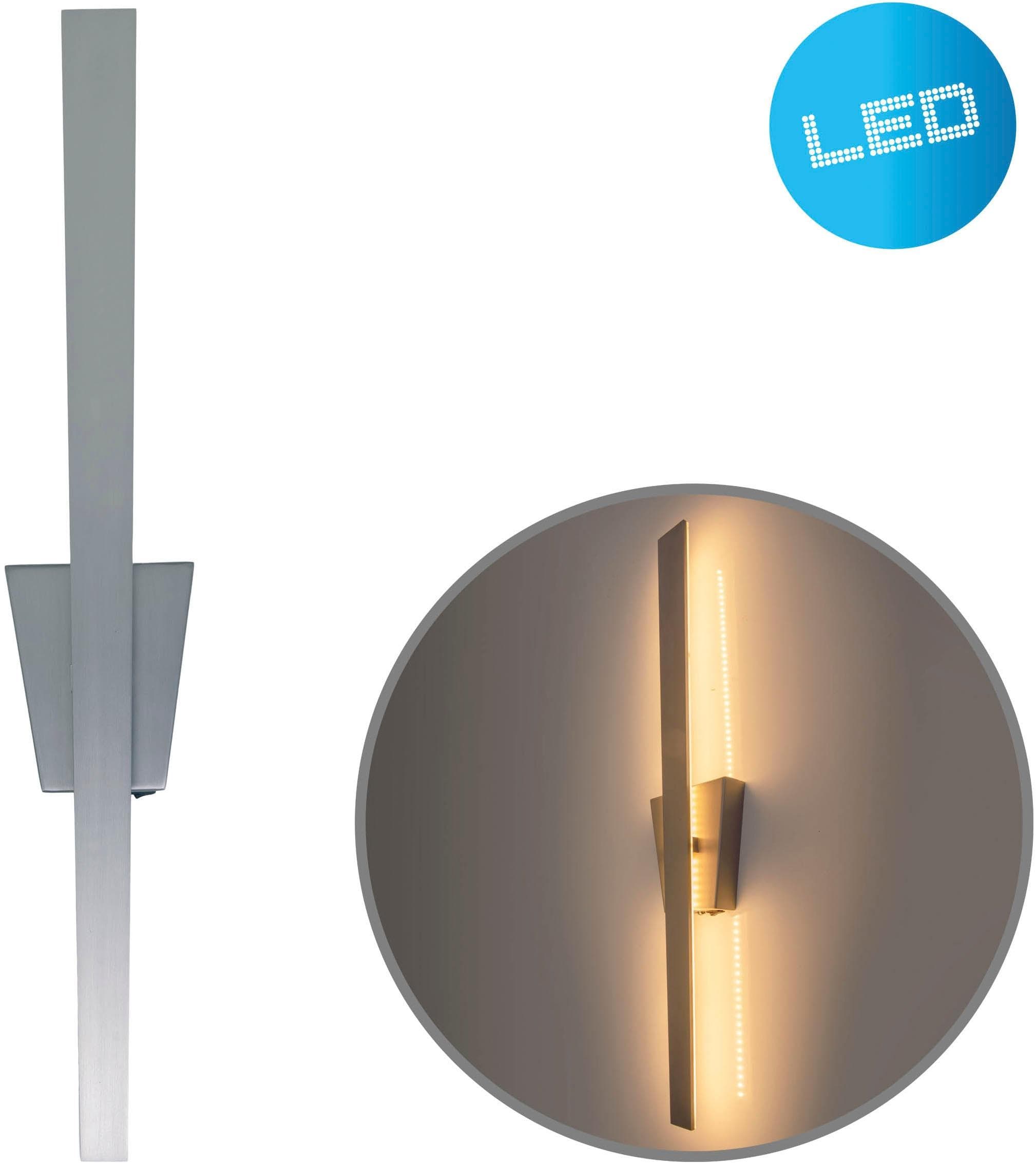 Näve LED Wandleuchte Trevor: Warmweiß, Nickel-Matt, Trapezförmiger Baldachin