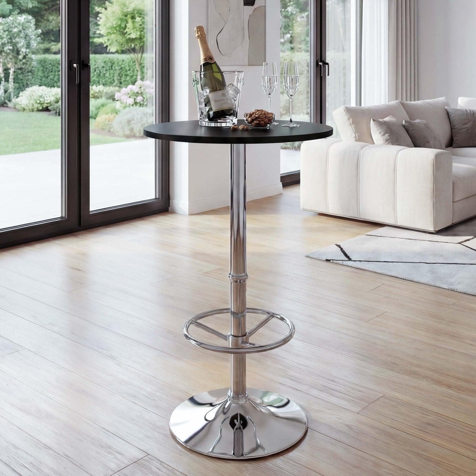 Stehtisch Bilbao Schwarz mit Fußablage