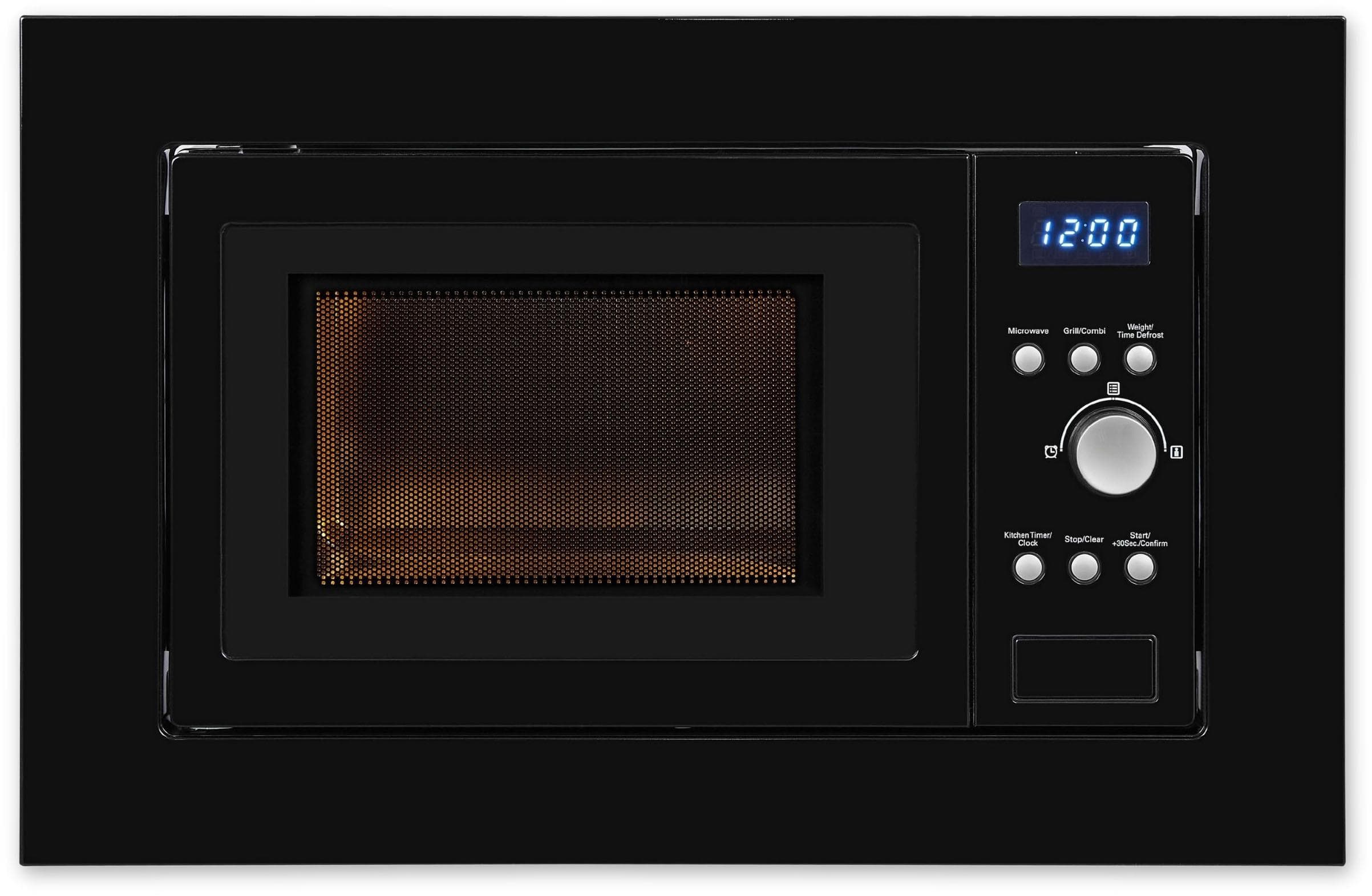 EXQUISIT Einbau-Mikrowelle EMW 1770-G-D-030 Schwarz-Glas 1050W Schnellkoch-Funktion