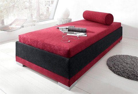 Maintal Polsterbett Grau, Rot, Schwarz
