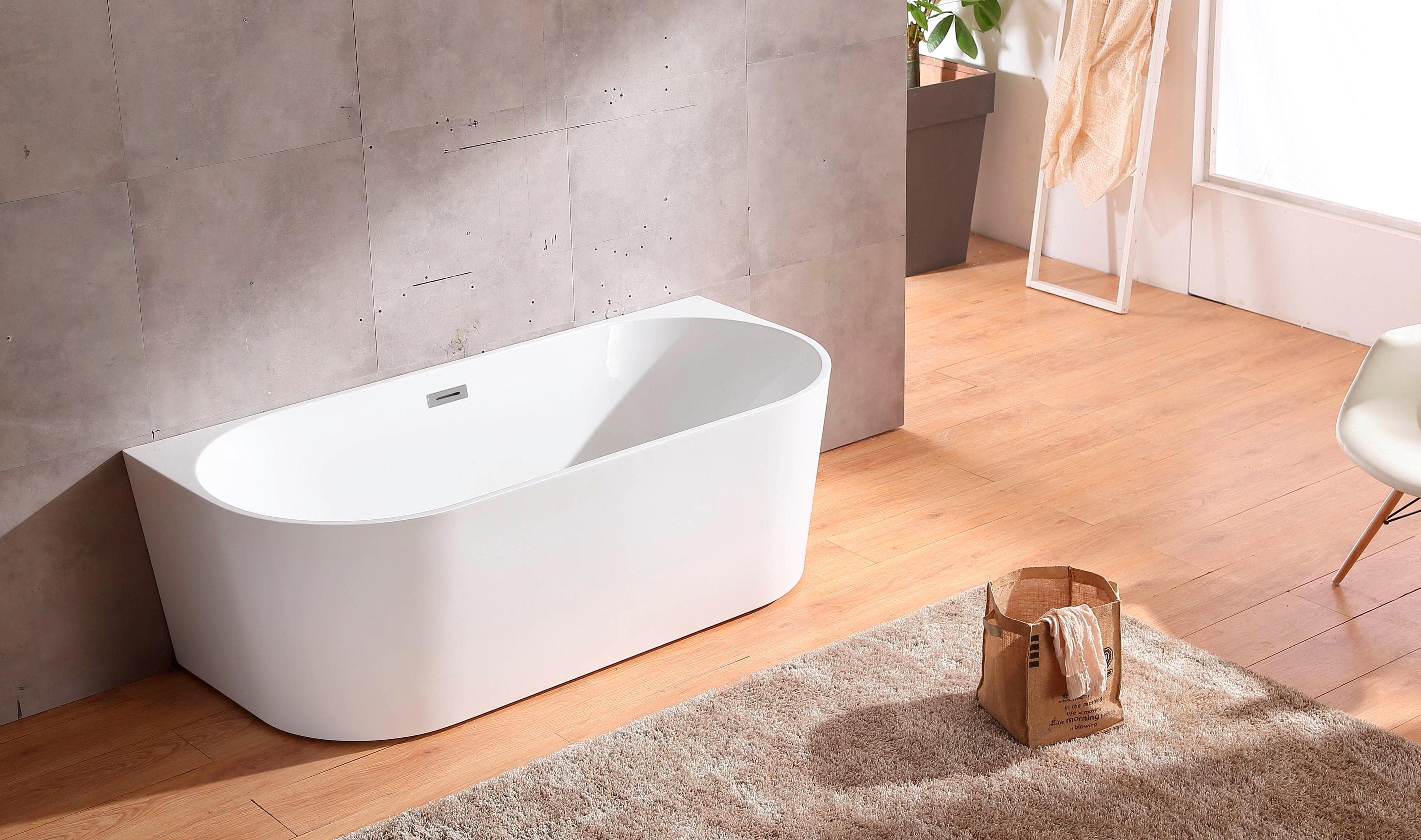 Welltime Badewanne Alvor Halbrund mit Pop-Up Ablaufventil