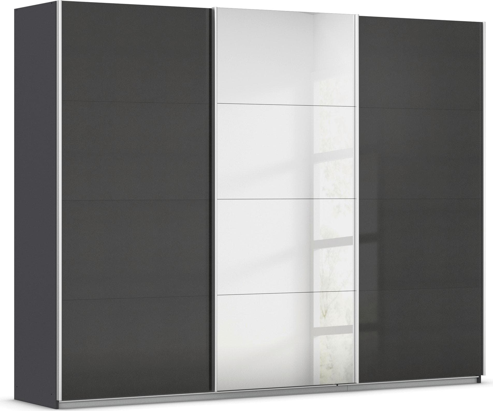 Rauch AGORDO Schwebetürenschrank: Moderner Kleiderschrank mit Spiegel und variablen Griffleisten