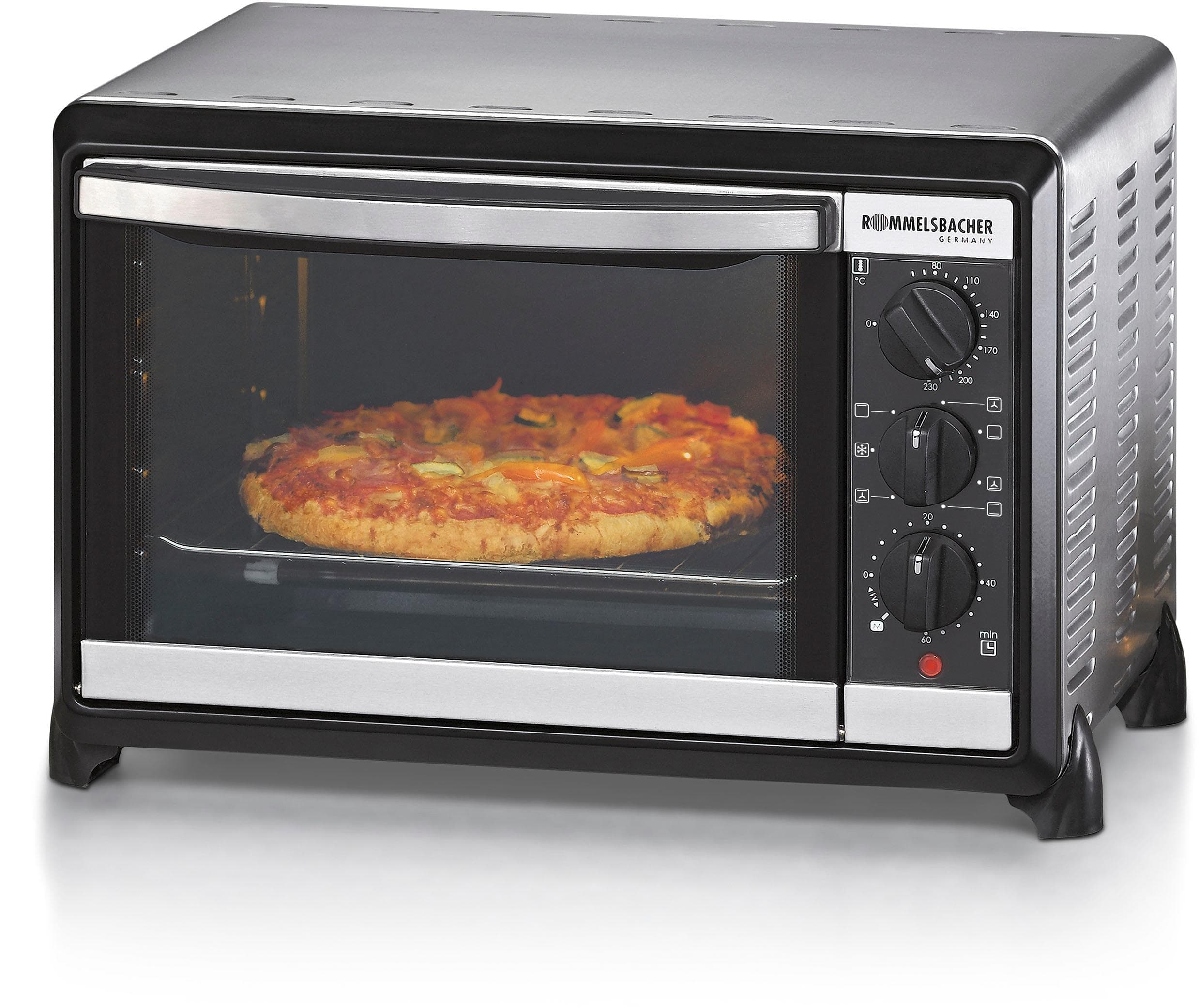 Rommelsbacher Minibackofen Schwarzchrom Metall 44x28,5x33,5 cm