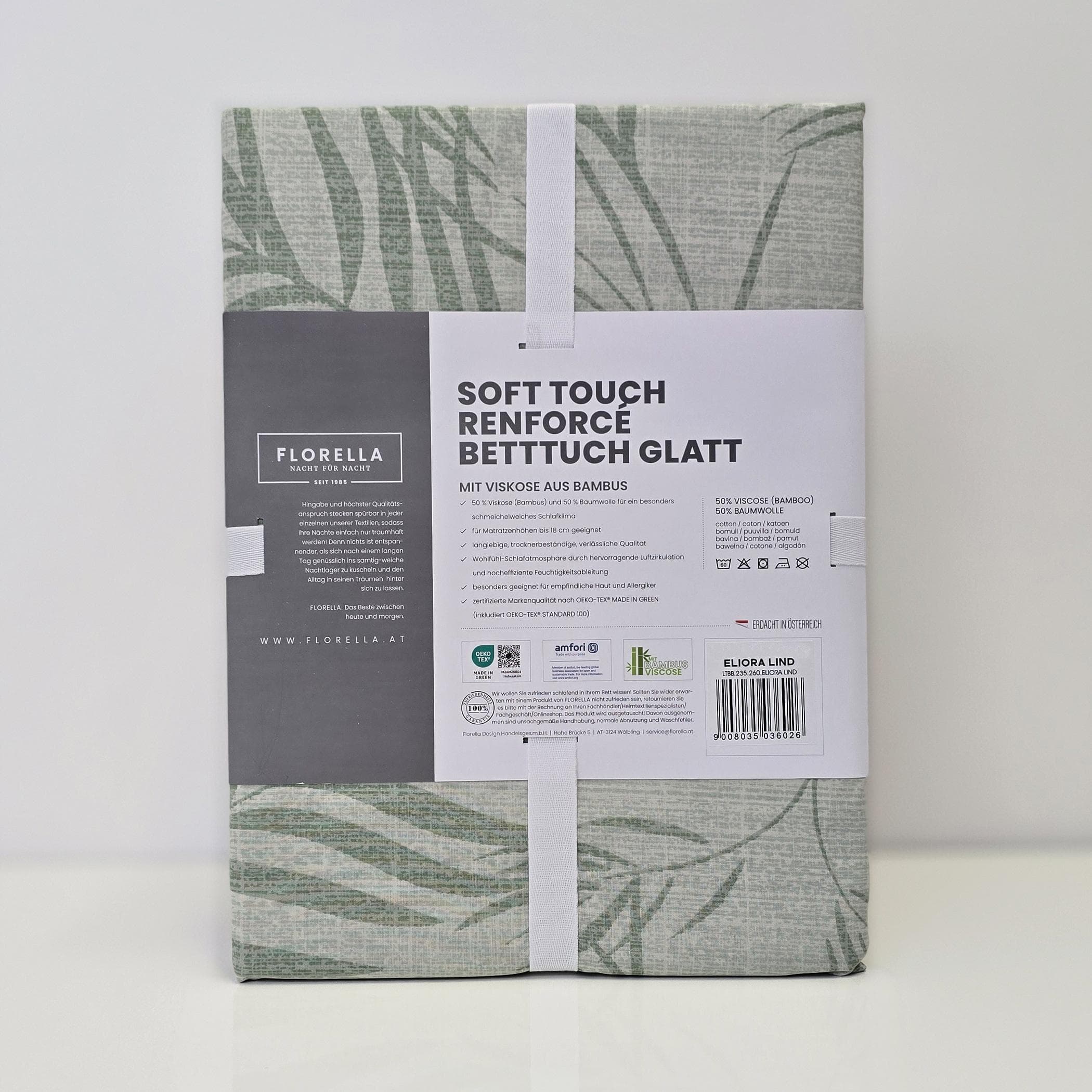 FLORELLA Eliora Bettlaken Grün Soft-Touch 50% Baumwolle