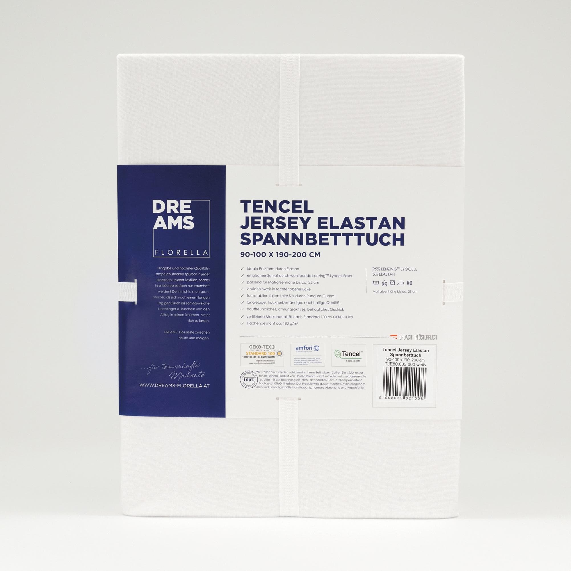 FLORELLA Bettlaken TENCEL Jersey Elastan weiß 2 Stk.