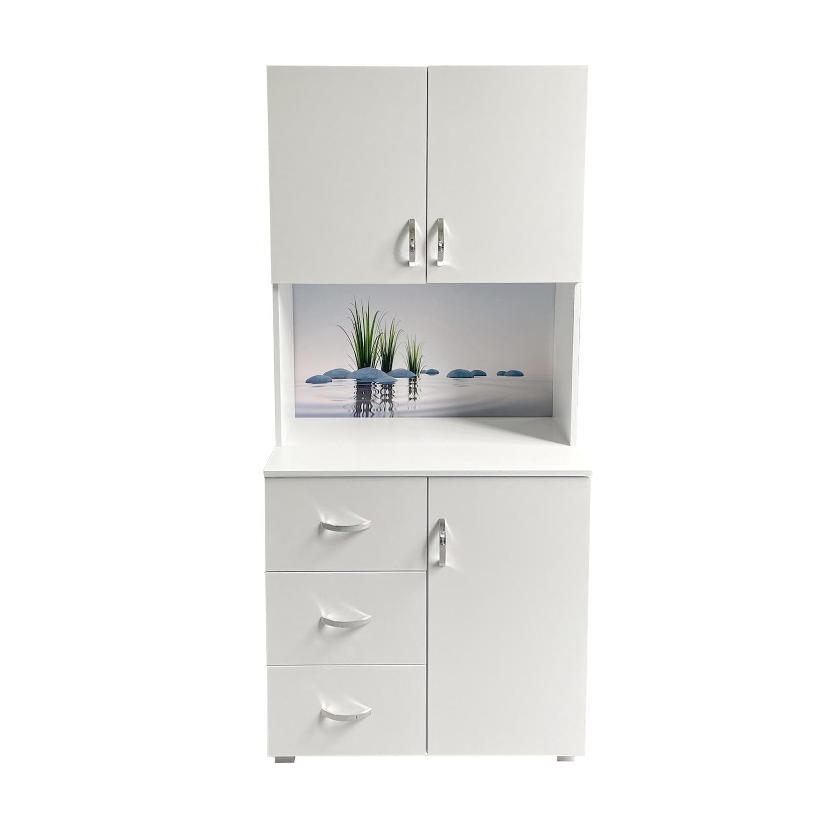 HTI-Living Badschrank Blanca Wellness Motiv Steine Weiss
