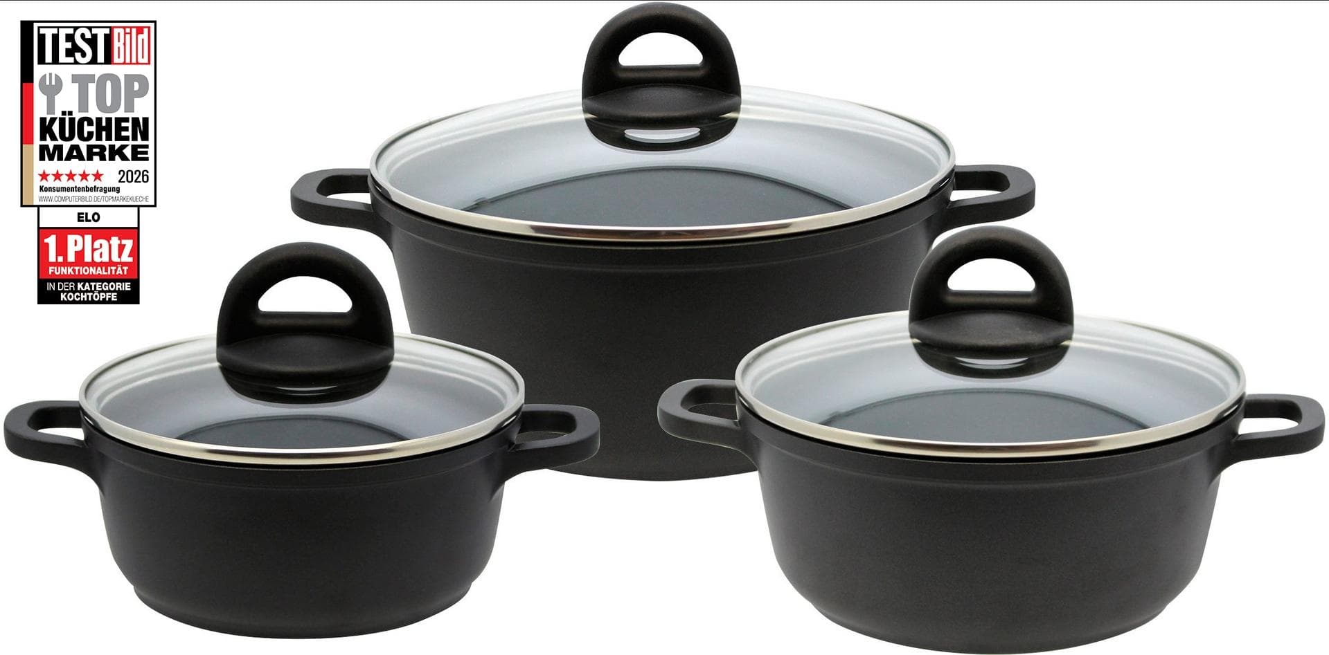 ELO Basic Topf-Set Black Antihaftversiegelung Induktion