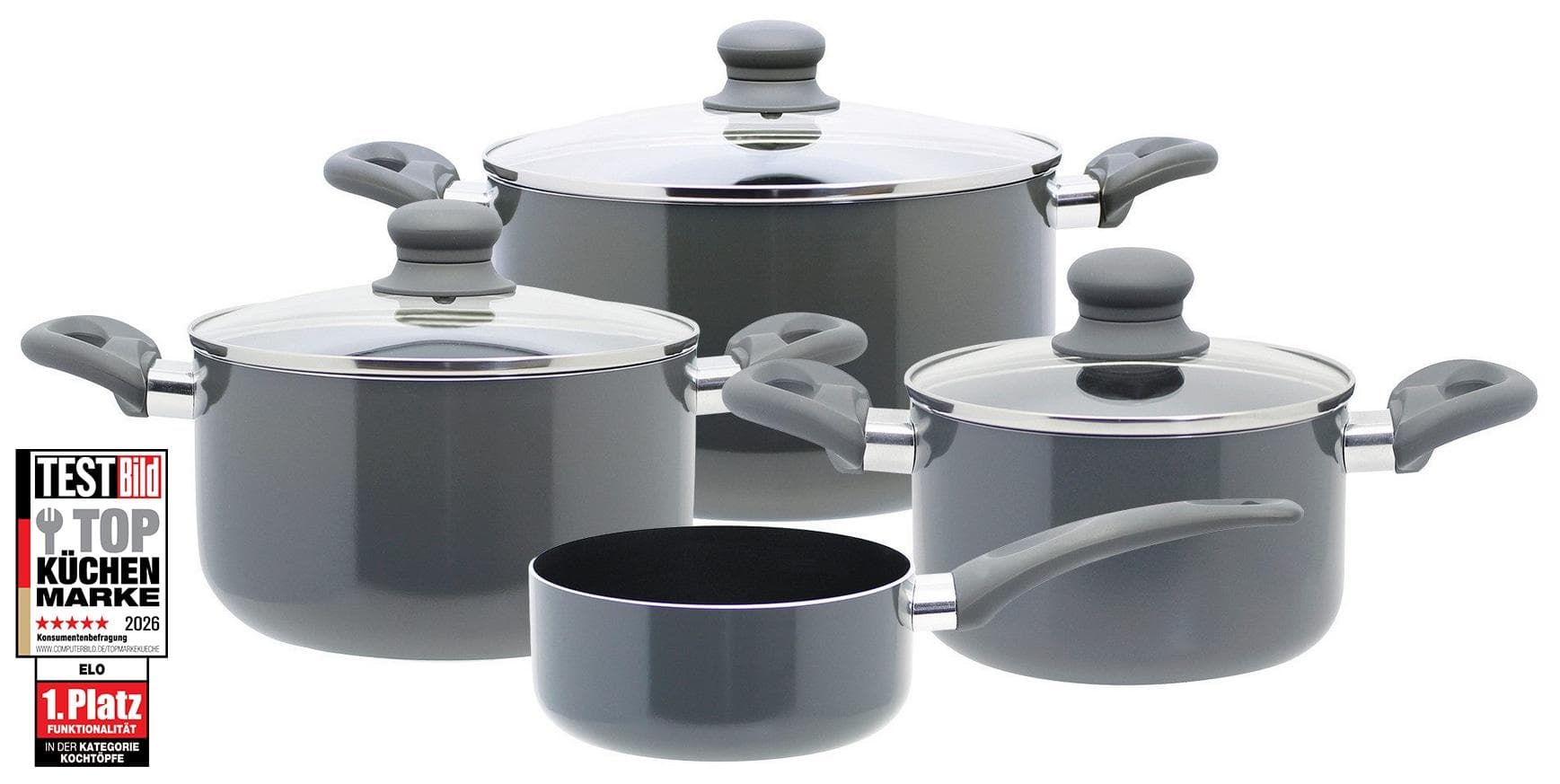 ELO Rhino Topfset 4-teilig Grau mit Softtouch Griffen