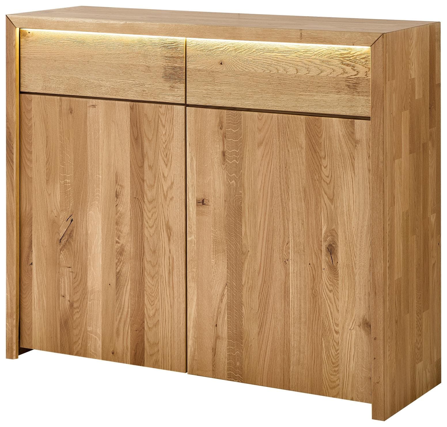 Kommode HOME AFFAIRE Ambroise Wildeiche Massivholz Braun 41 cm Sideboard LED-Beleuchtung