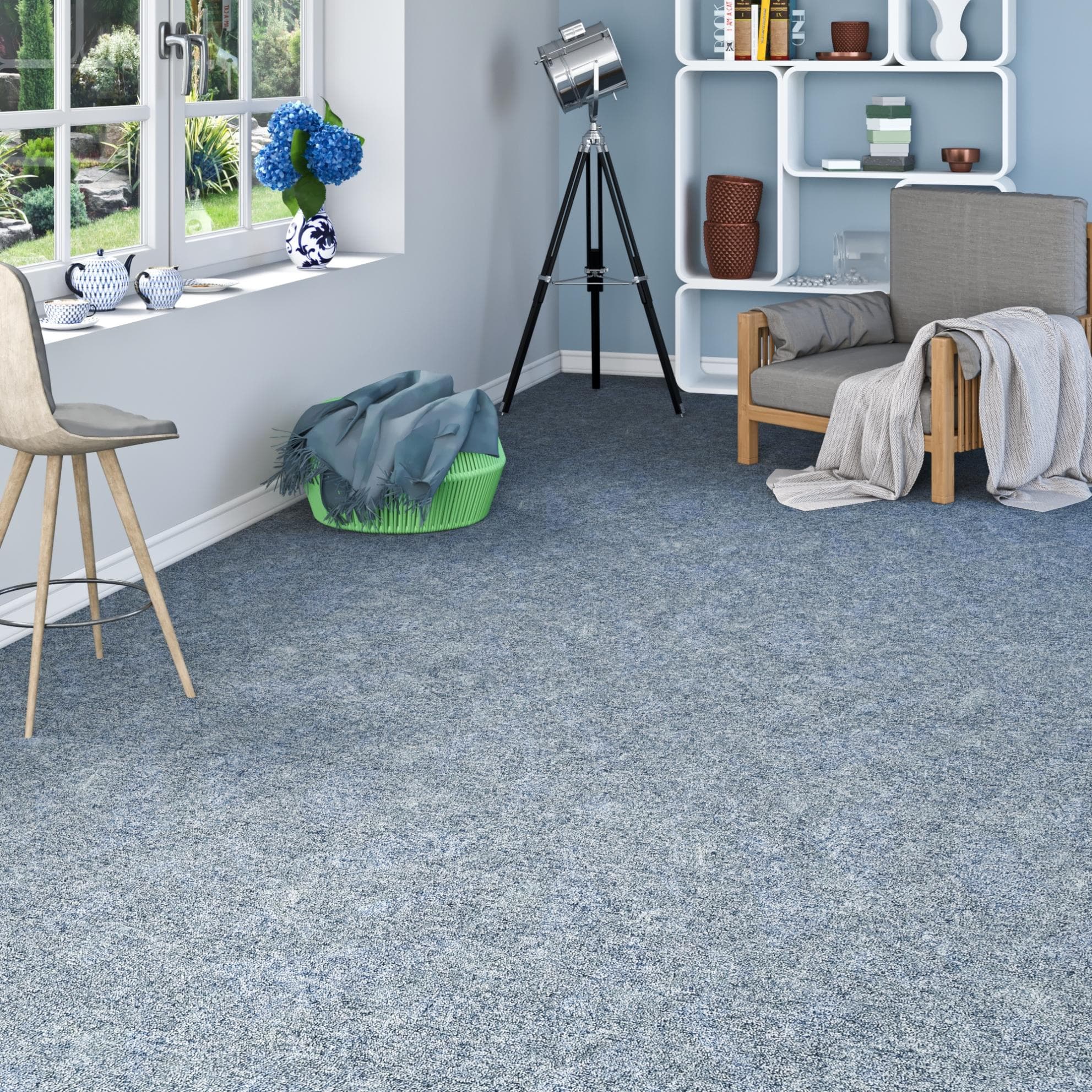 MY HOME Teppichboden "Caio, Schlinge" Blau Meliert