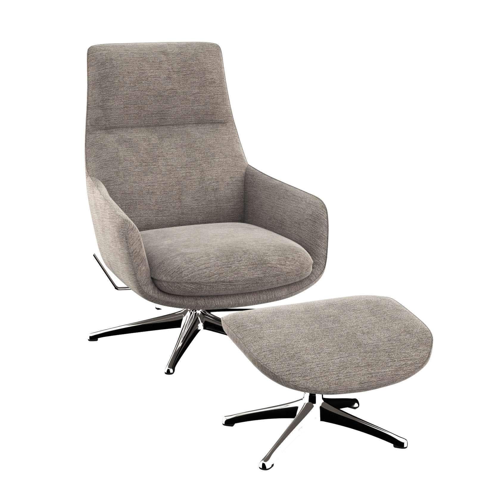 Drehsessel aus Polyester und Aluminium in Mushroom und Aluminiumfarben