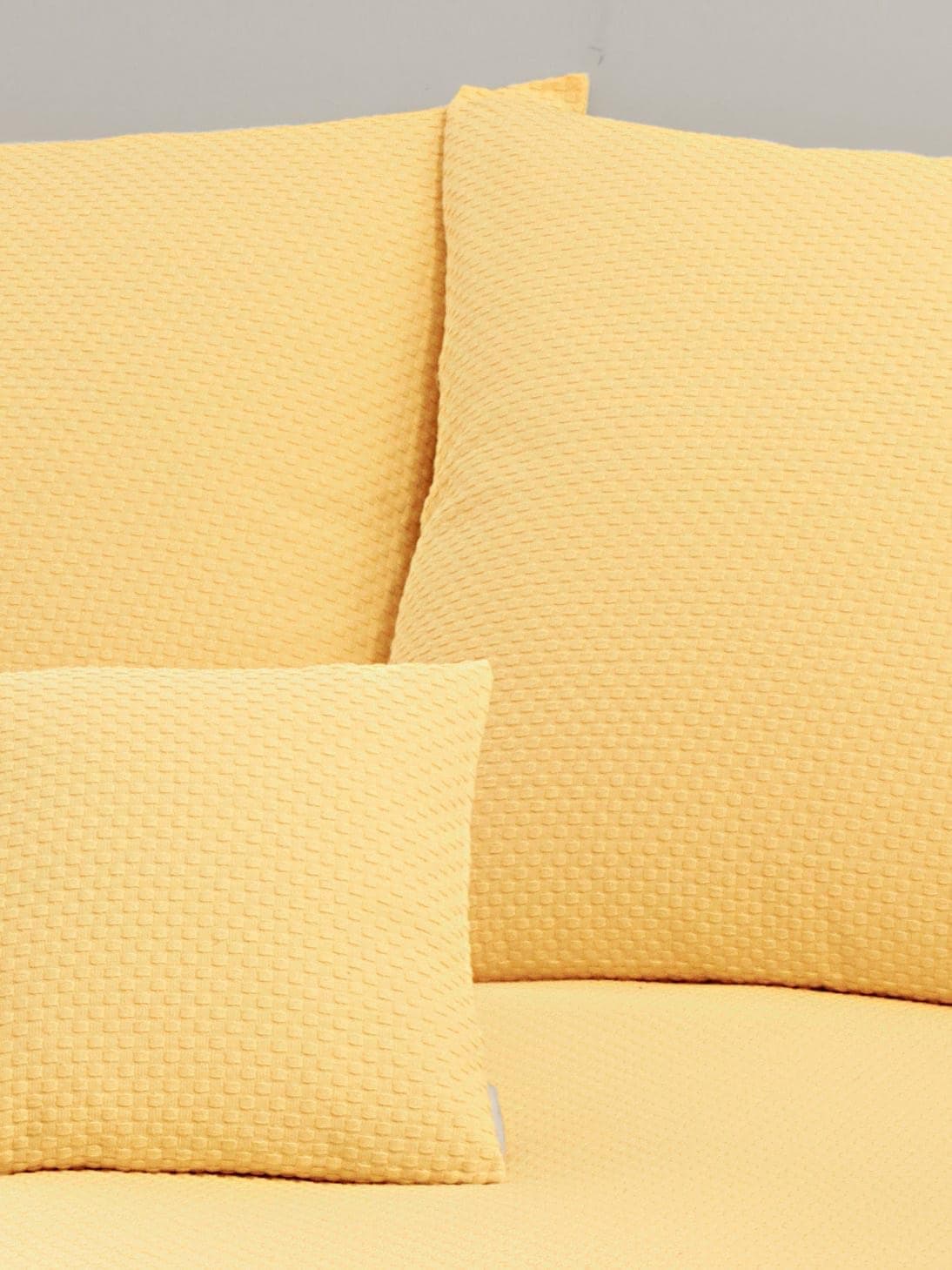 Tagesdecke Gr. 6, 100% Baumwolle, Waffelmuster, Pastellgelb