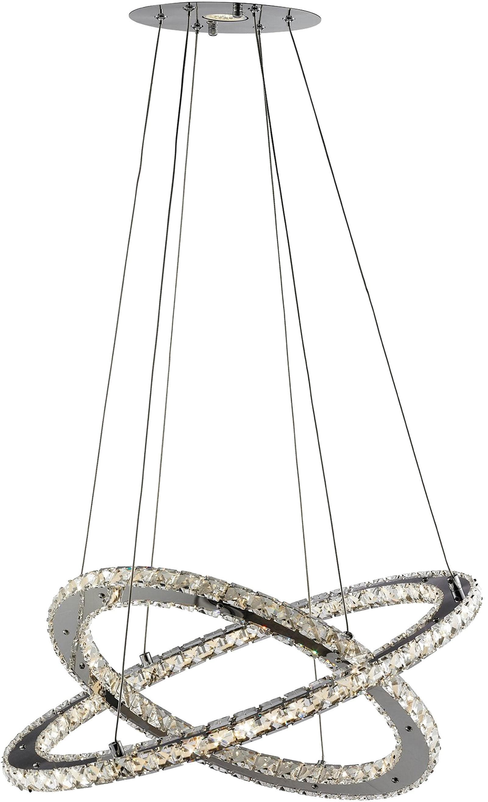 SEARCHLIGHT LED Pendelleuchte 'Clover 2Lt LED-Ringanhänger' Chrom Glas