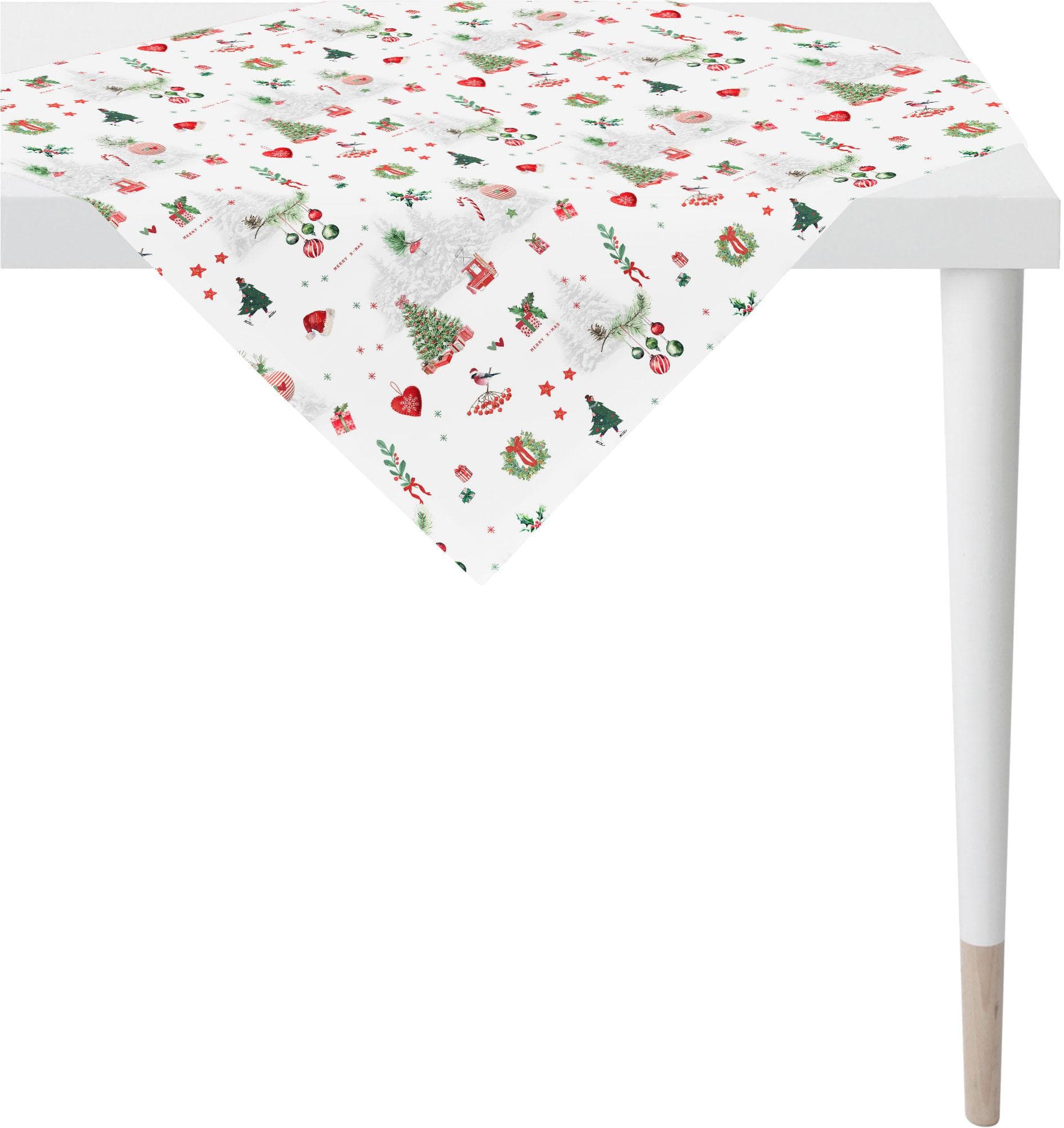 Tischdecke APELT 100x100 cm Weihnachten Weiß Grün Rot