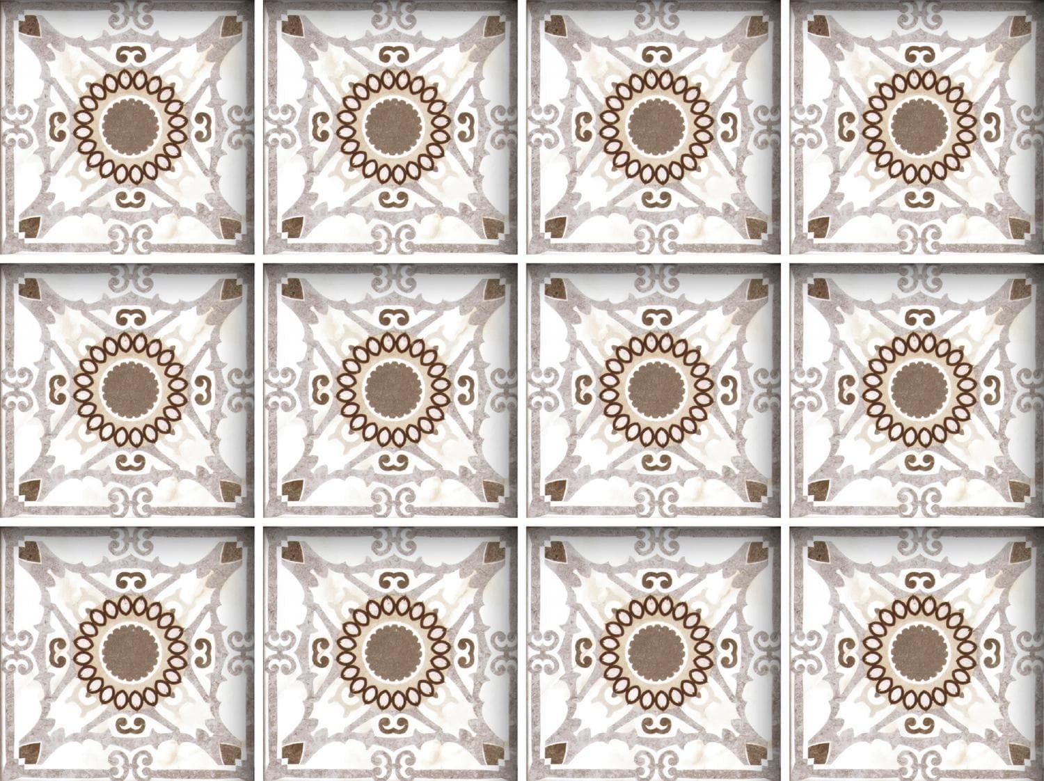 QUEENCE Fliesenaufkleber Mosaik Muster 12er Set braun grau beige