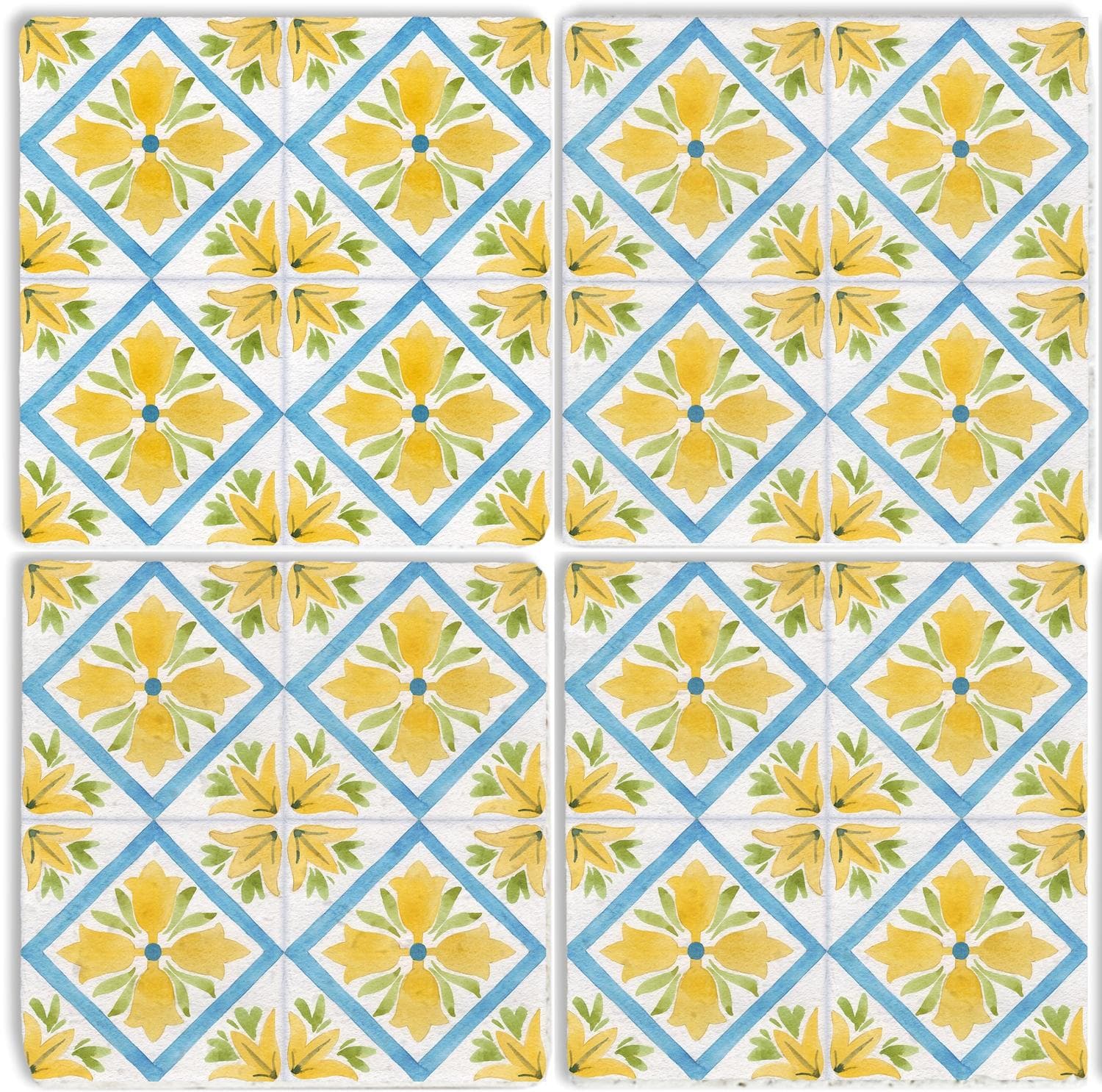 Getränkeuntersetzer QUEENCE Gelbe Mosaik Fliesen Steine Naturstein Untersetzer