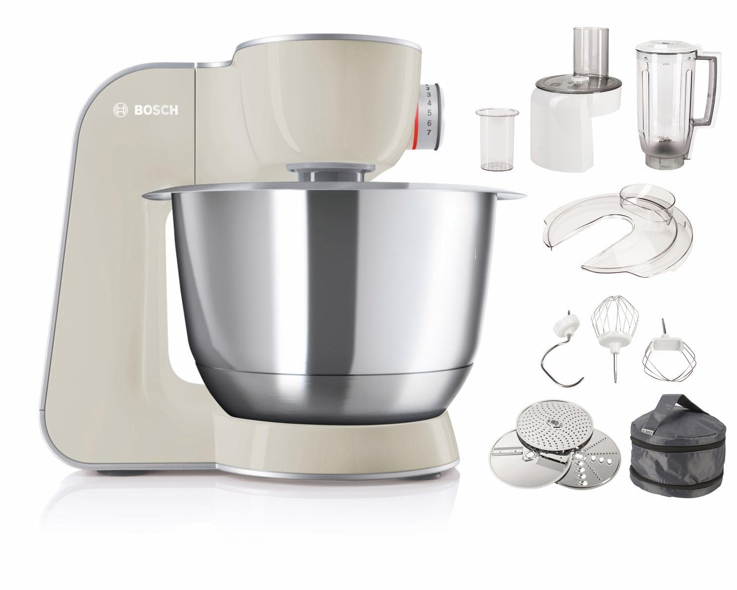 Bosch Küchenmaschine Serie 4 MUM58L20 Durchlaufschnitzler Mixer Mineral Grau Silber
