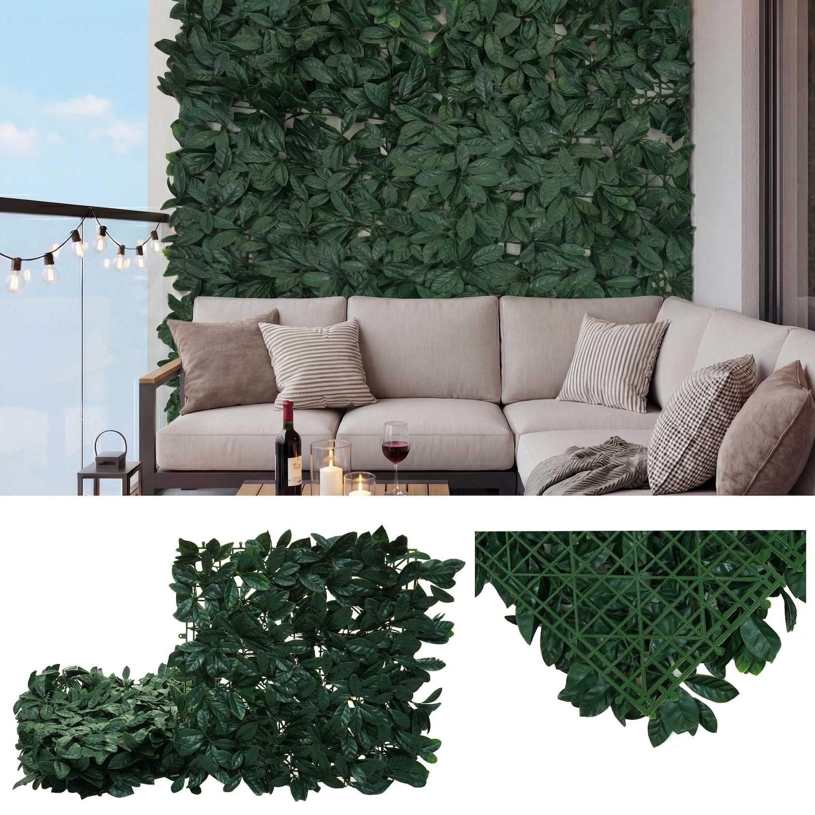 MCW-L78 Wandfliese Sichtschutz Windschutz Lorbeer Grün 50x50cm