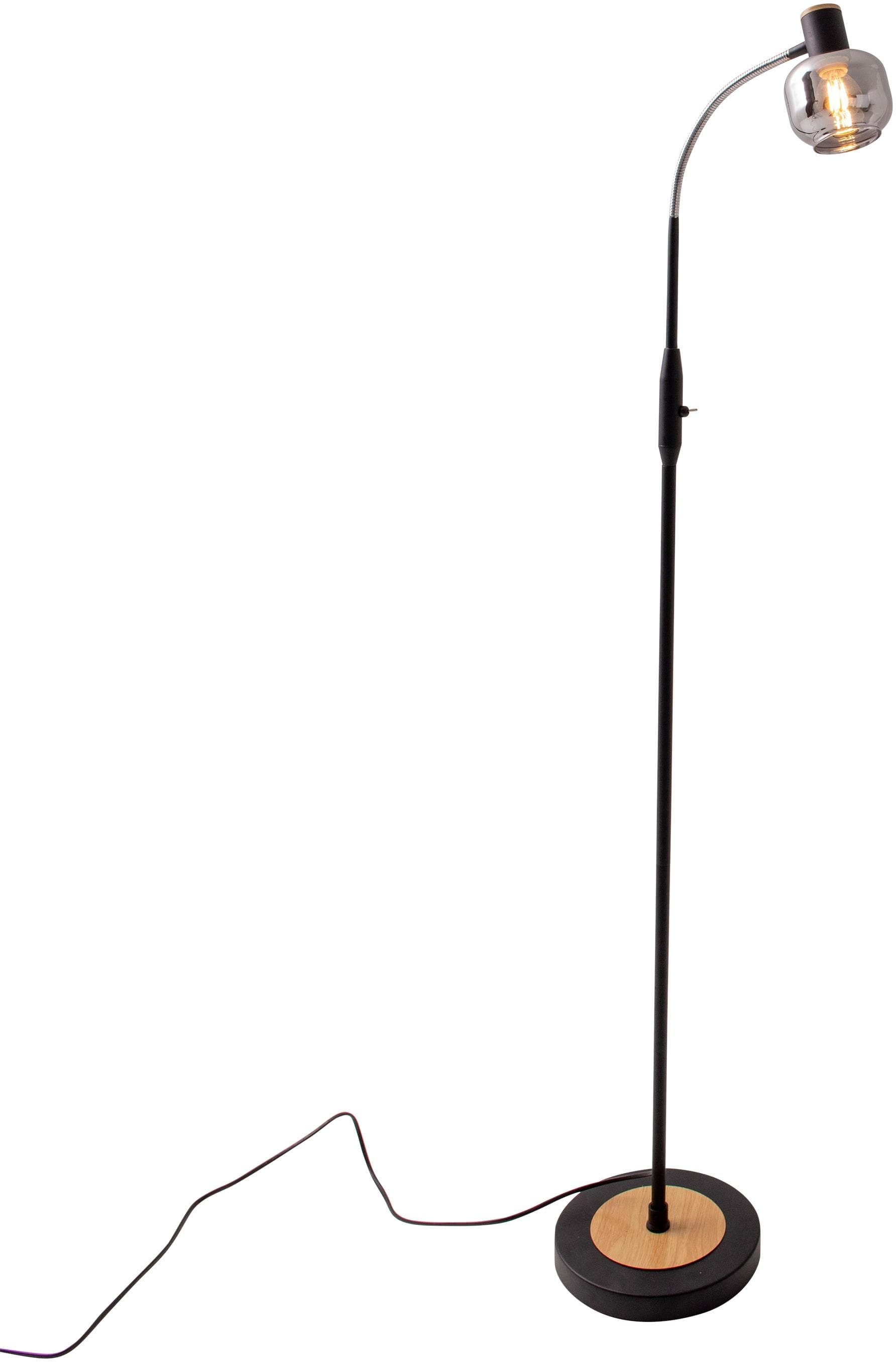 Näve Stehlampe Fumoso, ohne Leuchtmittel, Glasschirm dunkel getönt (rauchoptik) 1xE14 Kippschalter schwarz