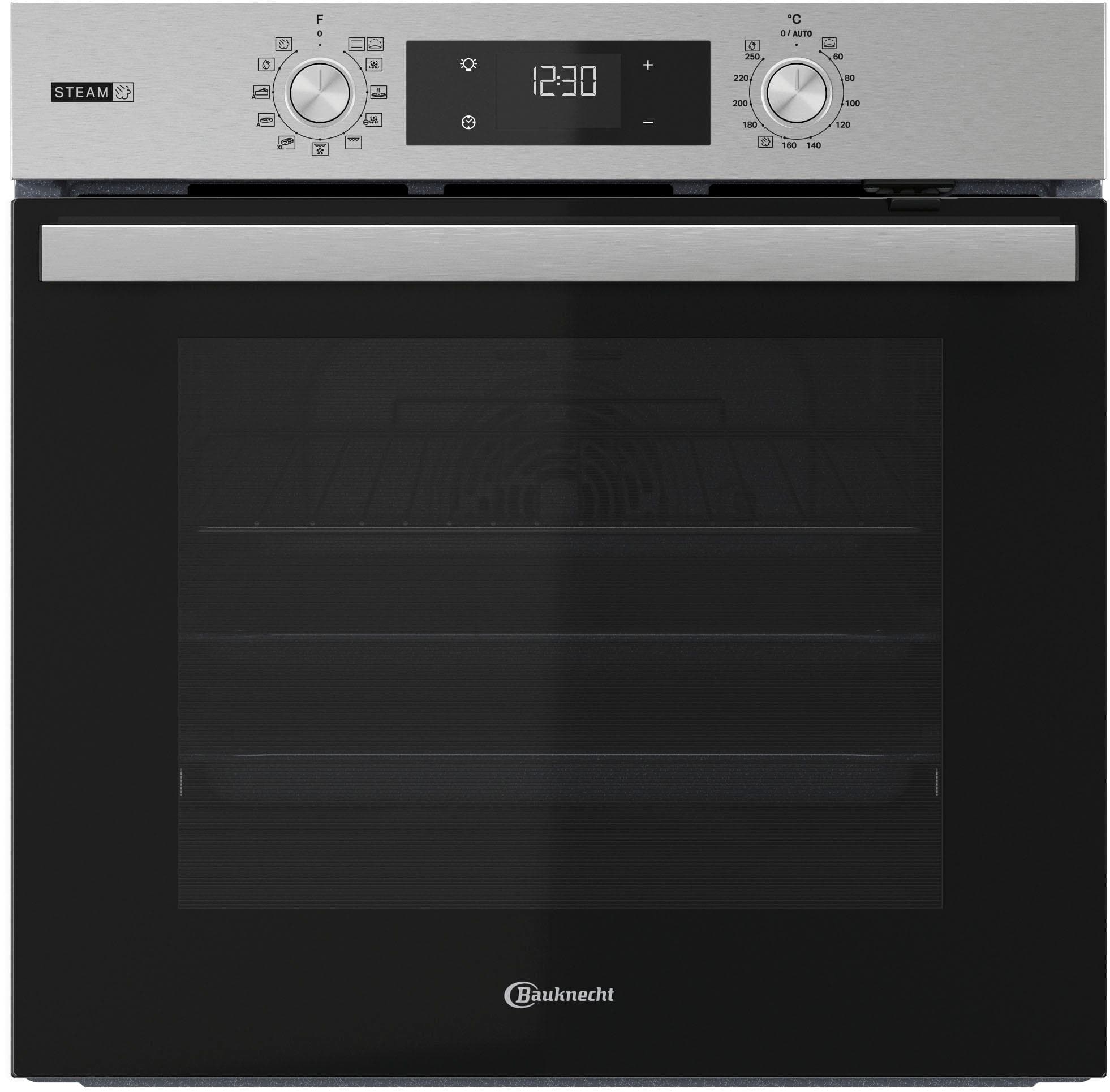 BAUKNECHT Einbaubackofen BBA2S85HU1K Silber Gentle Steam