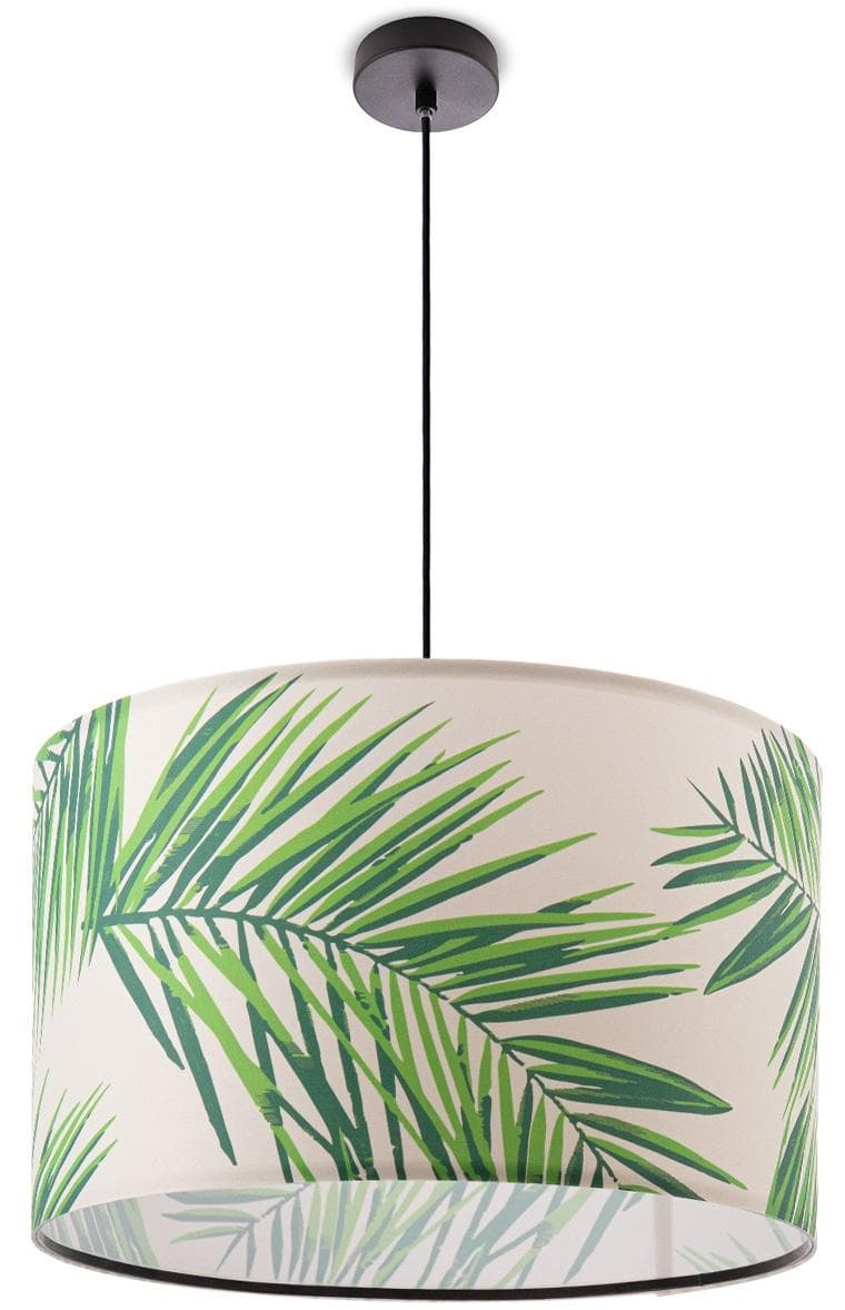 PACO HOME Pendelleuchte Ostende 537 Weiß Palmen-Muster