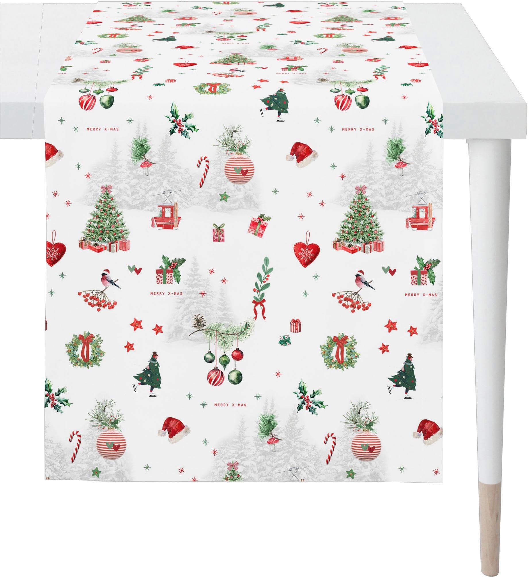 Tischläufer APELT "3710" Weihnachten Weiß/Rot/Grün 140x48 cm