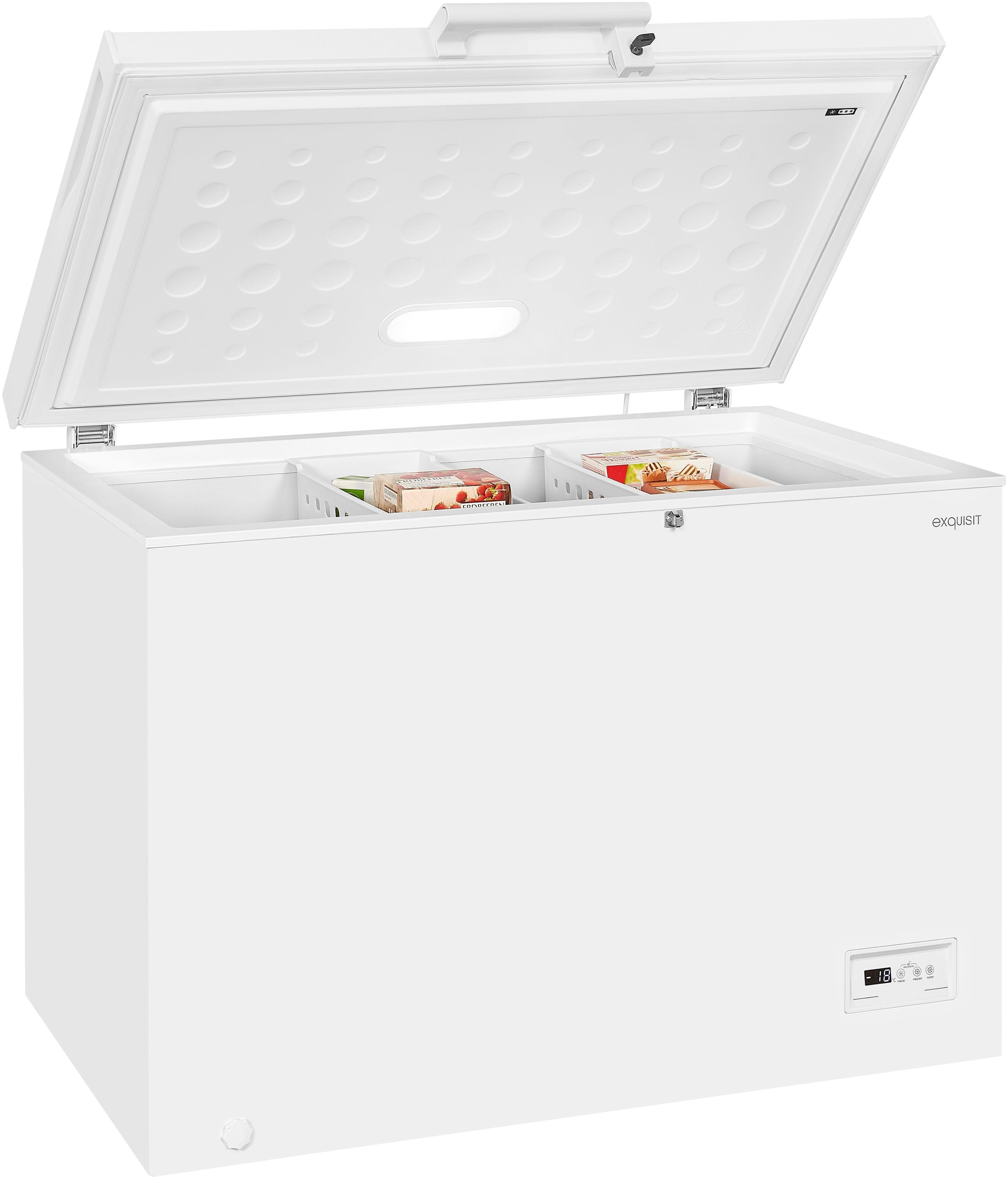 EXQUISIT Gefriertruhe GT320-HE-041D 4-Sterne mit LED-Innenbeleuchtung und Schnellgefrierfunktion