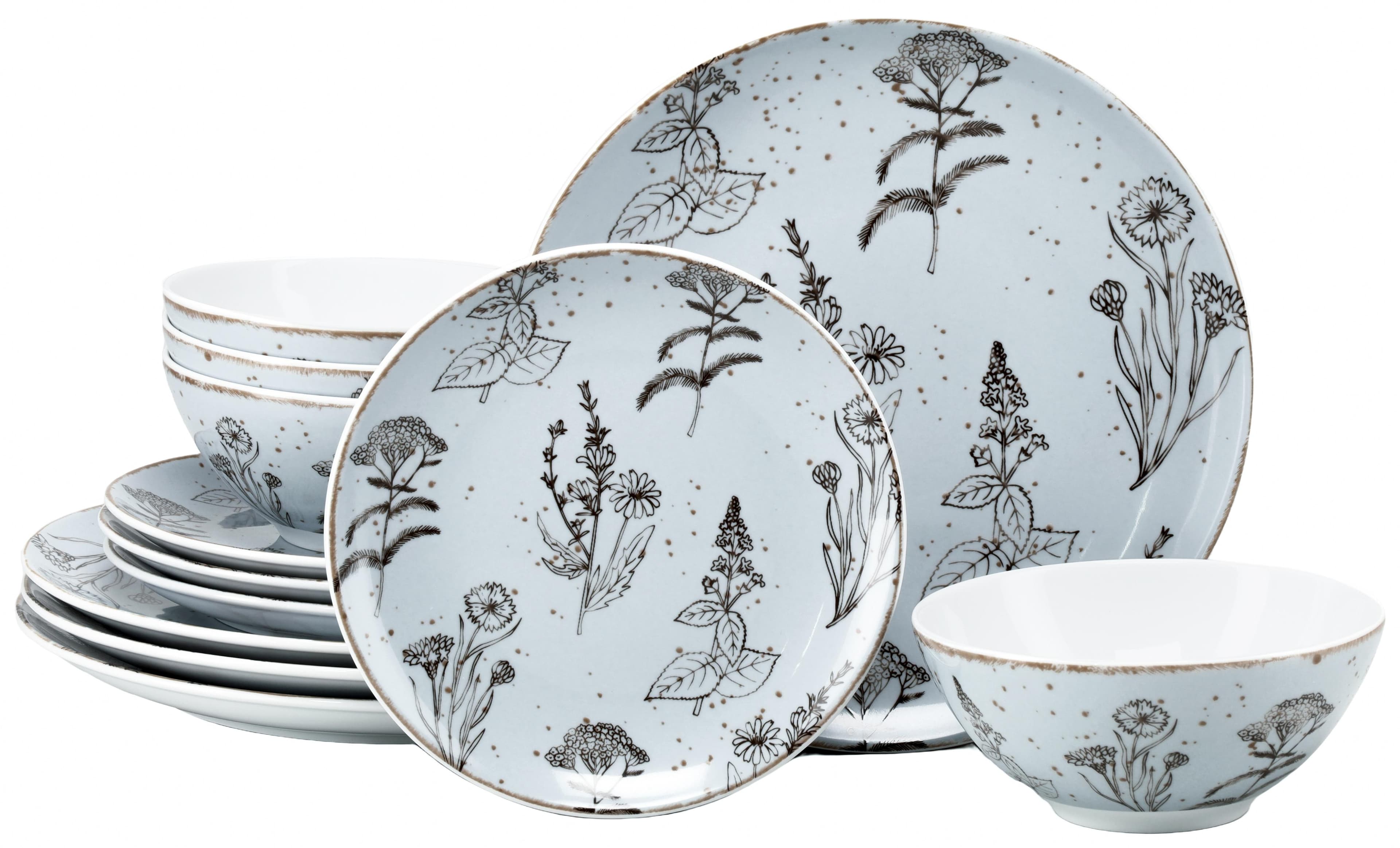 Teller-Set CREATABLE Vintage Flower 12-tlg. Porzellan